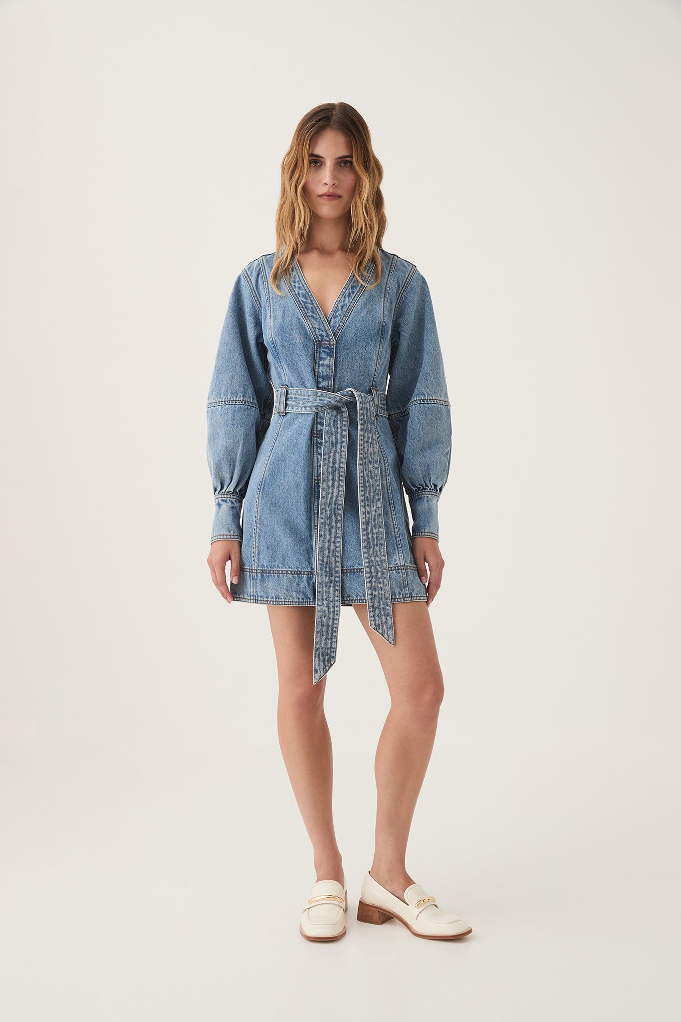 Outline Denim Mini Dress | Coastal Blue | Aje Aje AU Outline Denim Mini Dress | Coastal Blue | Aje Aje AU