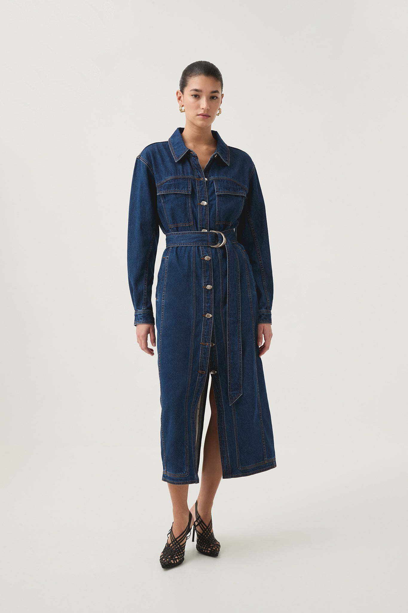 Neo Denim Midi Dress | Washed Indigo | Aje Aje AU Neo Denim Midi Dress | Washed Indigo | Aje Aje AU