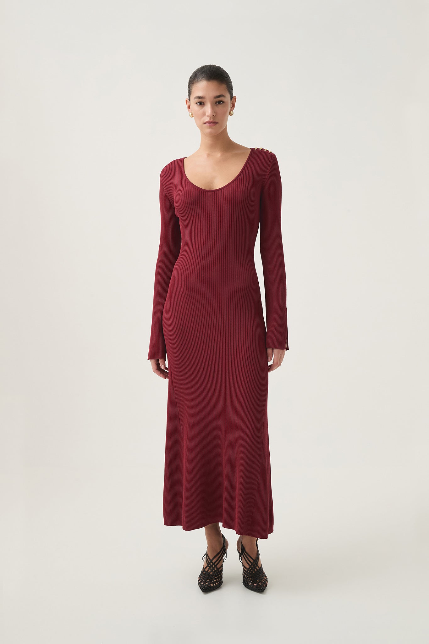aje crescent knit midi dress Crescent Knit Midi Dress | Black