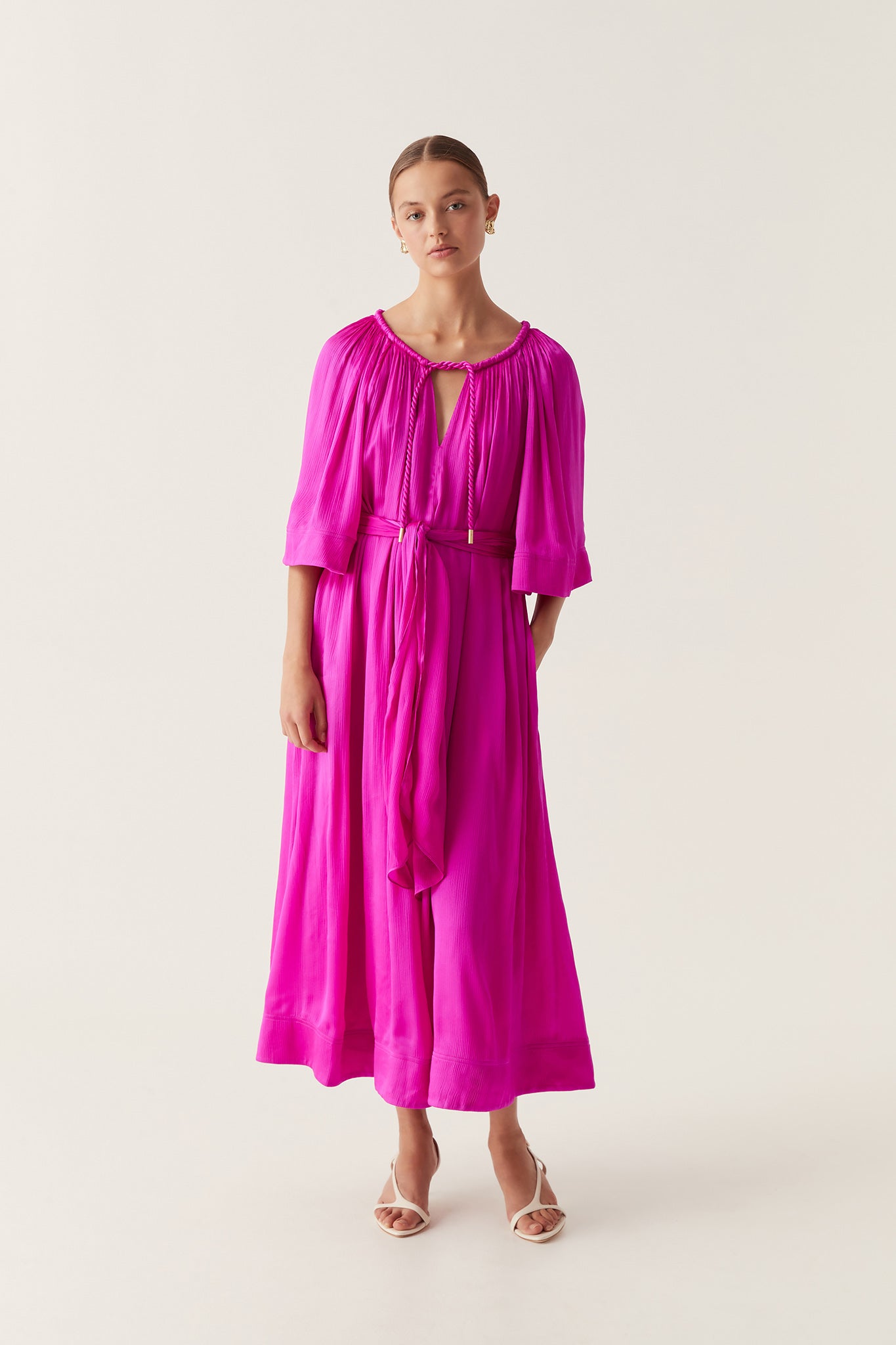 Seraphina Silk Midi Dress | Deep Magenta