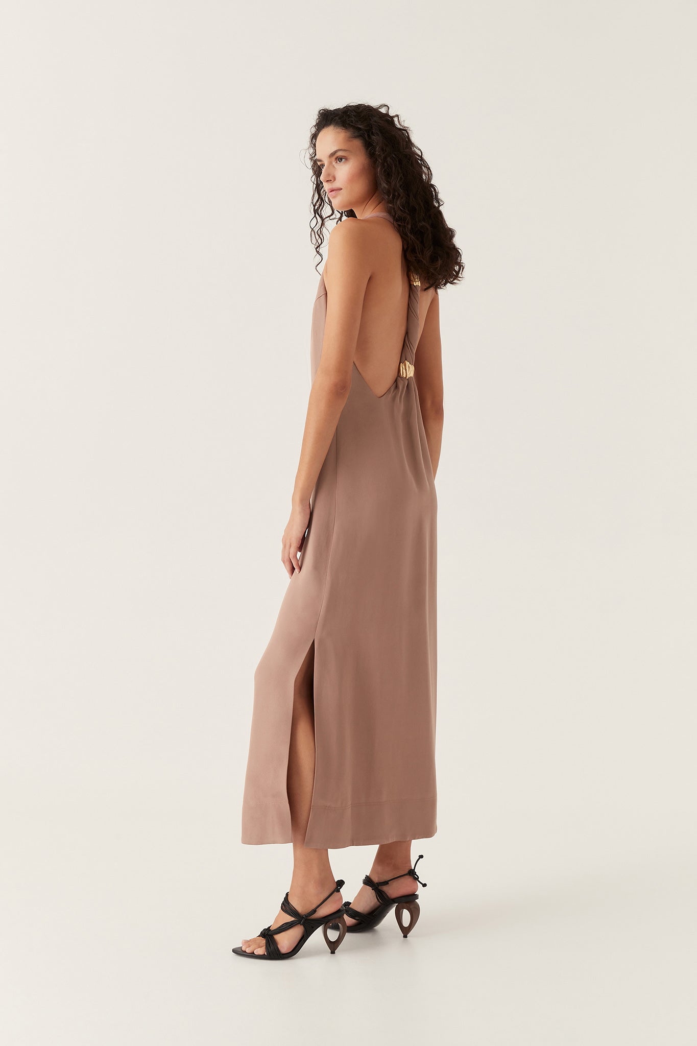 Intrigue Twist Back Midi Dress | Chocolate Brown | Aje Aje AU Intrigue Twist Back Midi Dress | Chocolate Brown | Aje Aje AU
