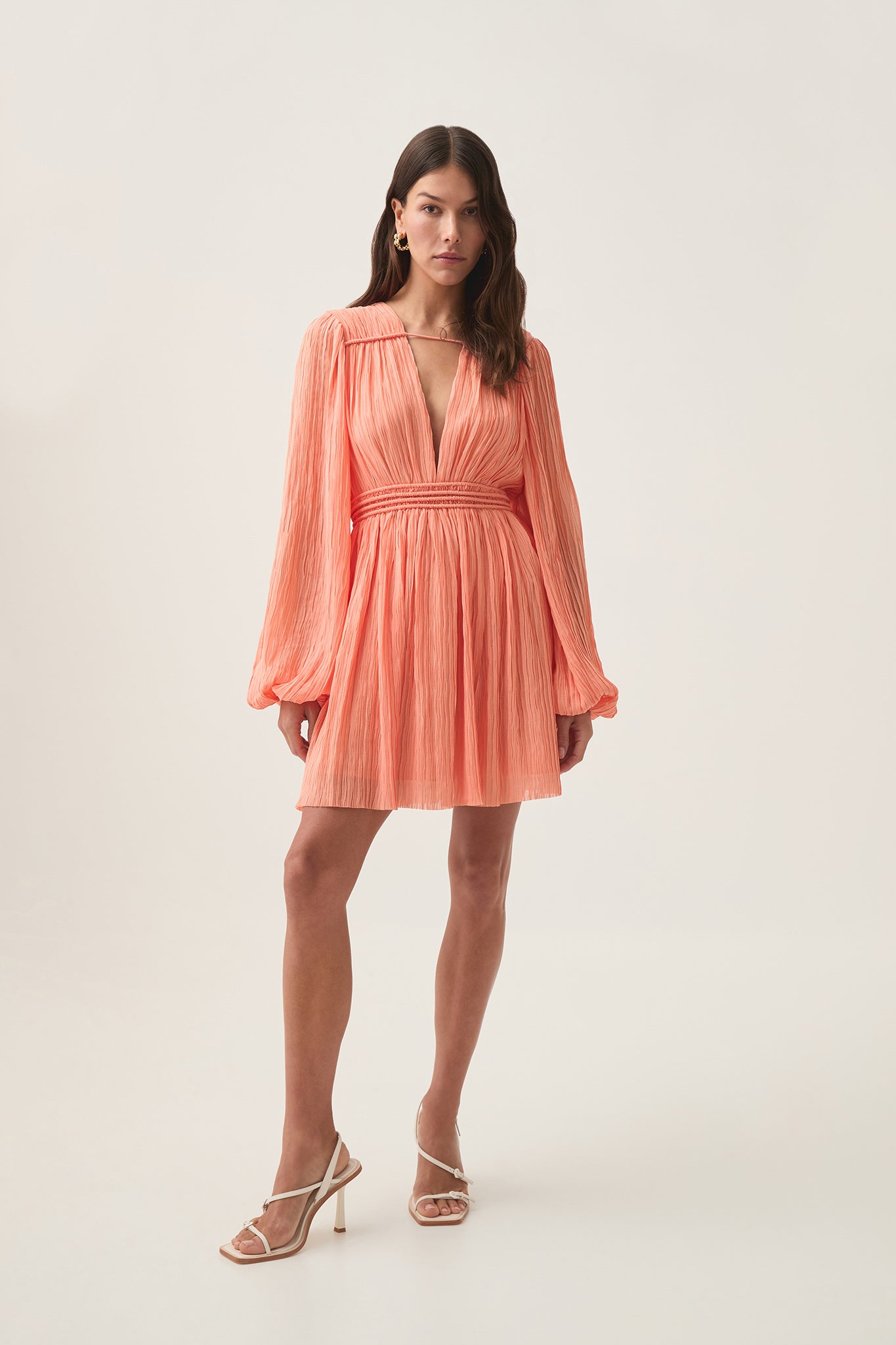 aje pleated mini dress Aje Expressive Tiered Pleated Organza Mini Dress In White