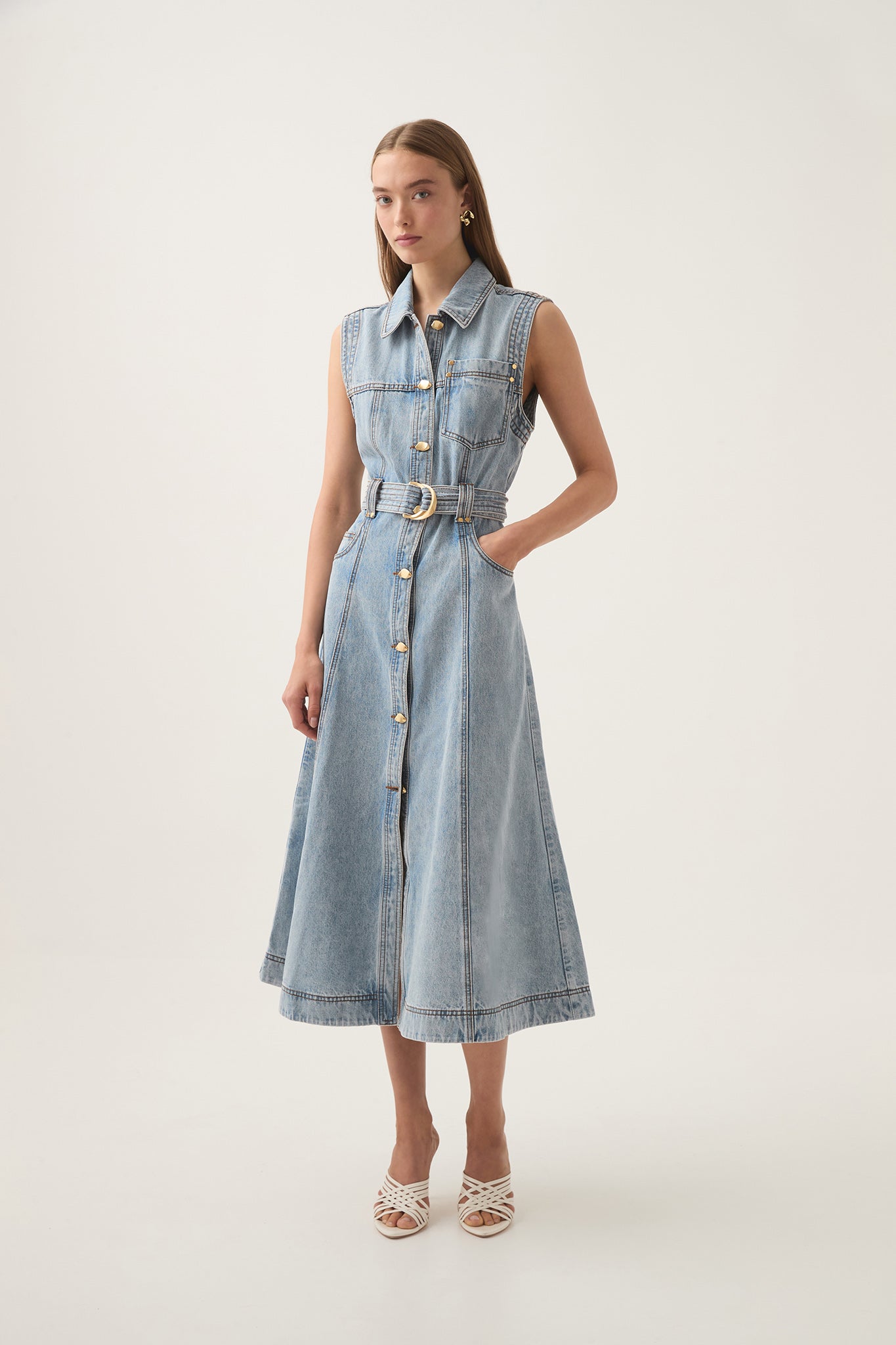 Ray Denim Midi Dress | Sea Spray Wash | Aje Aje AU Ray Denim Midi Dress | Sea Spray Wash | Aje Aje AU