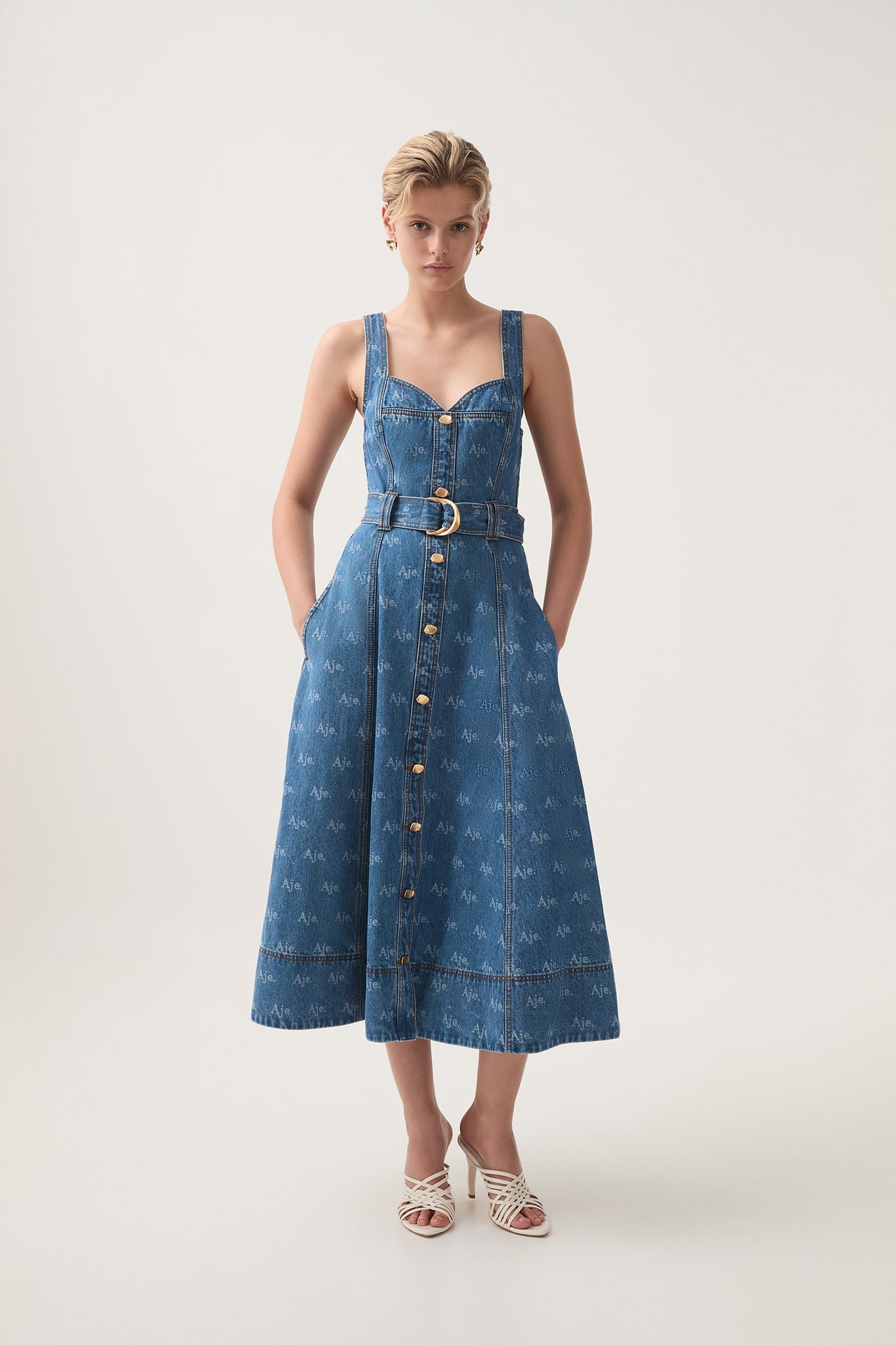 Ratio Logo Denim Midi Dress | Logo Wash | Aje Aje AU Ratio Logo Denim Midi Dress | Logo Wash | Aje Aje AU