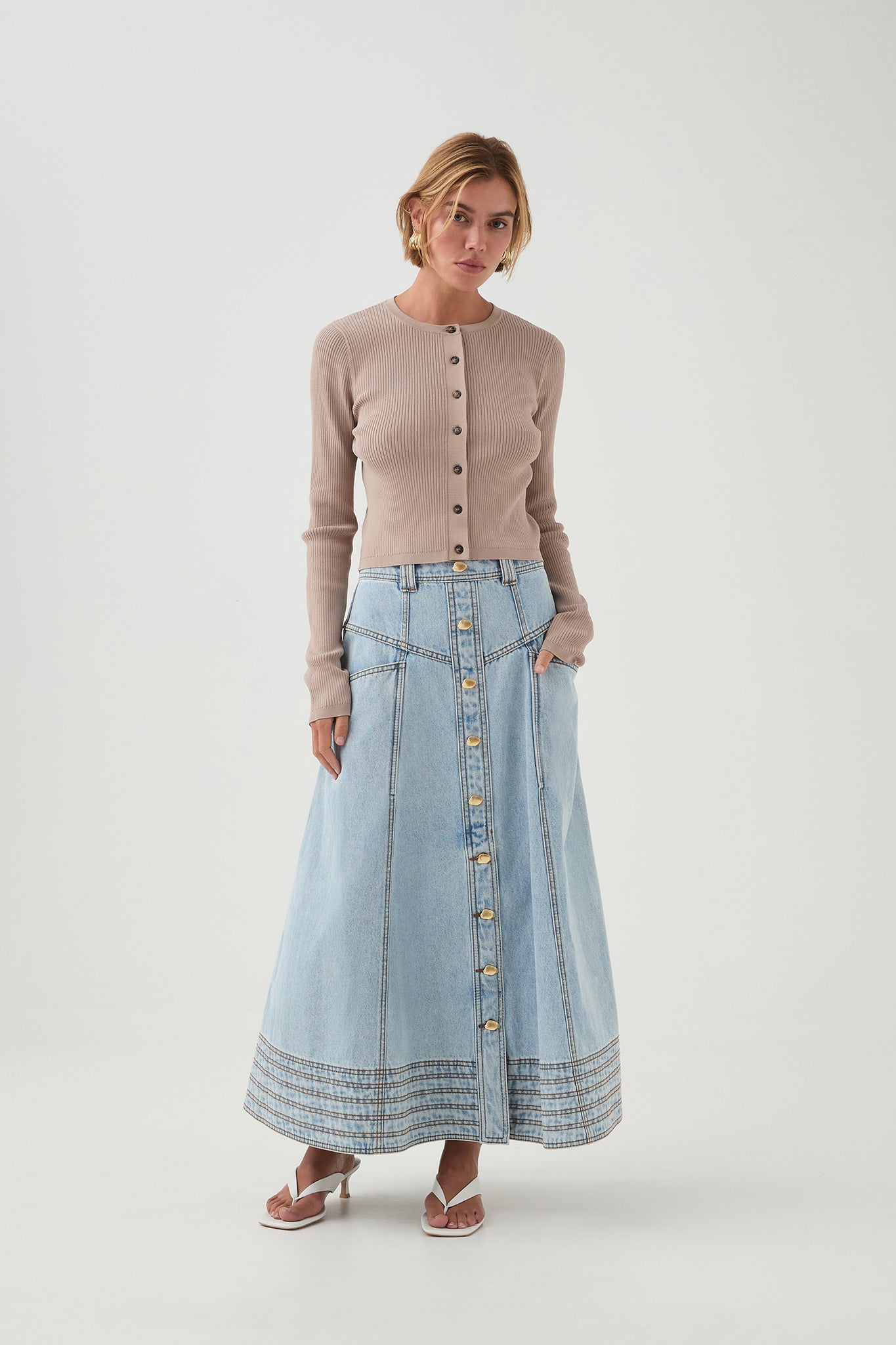 Coast Denim Midi Skirt Light Sky Wash Aje – Aje AU