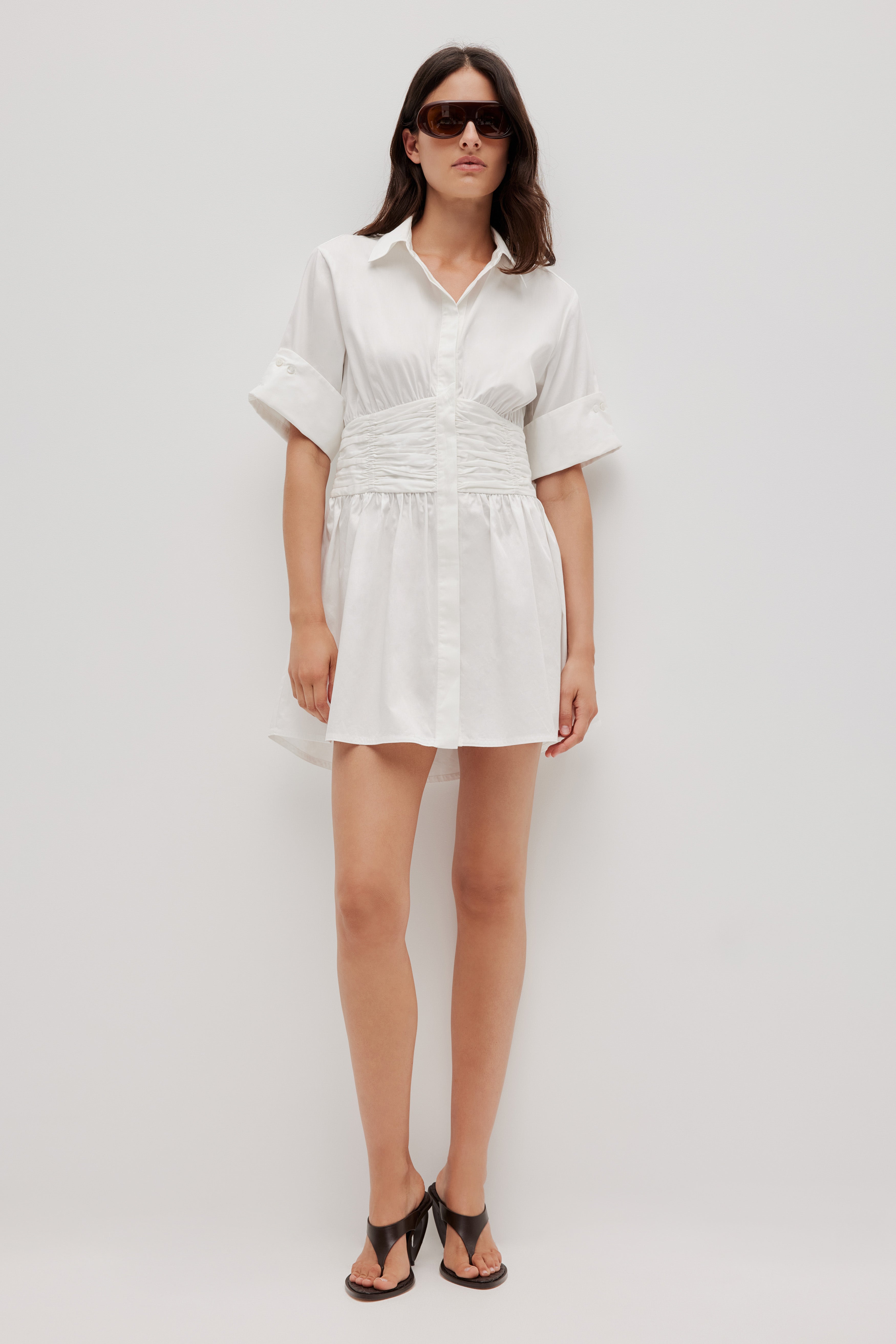 blouse dress white Laure Mini Shirt Dress | White