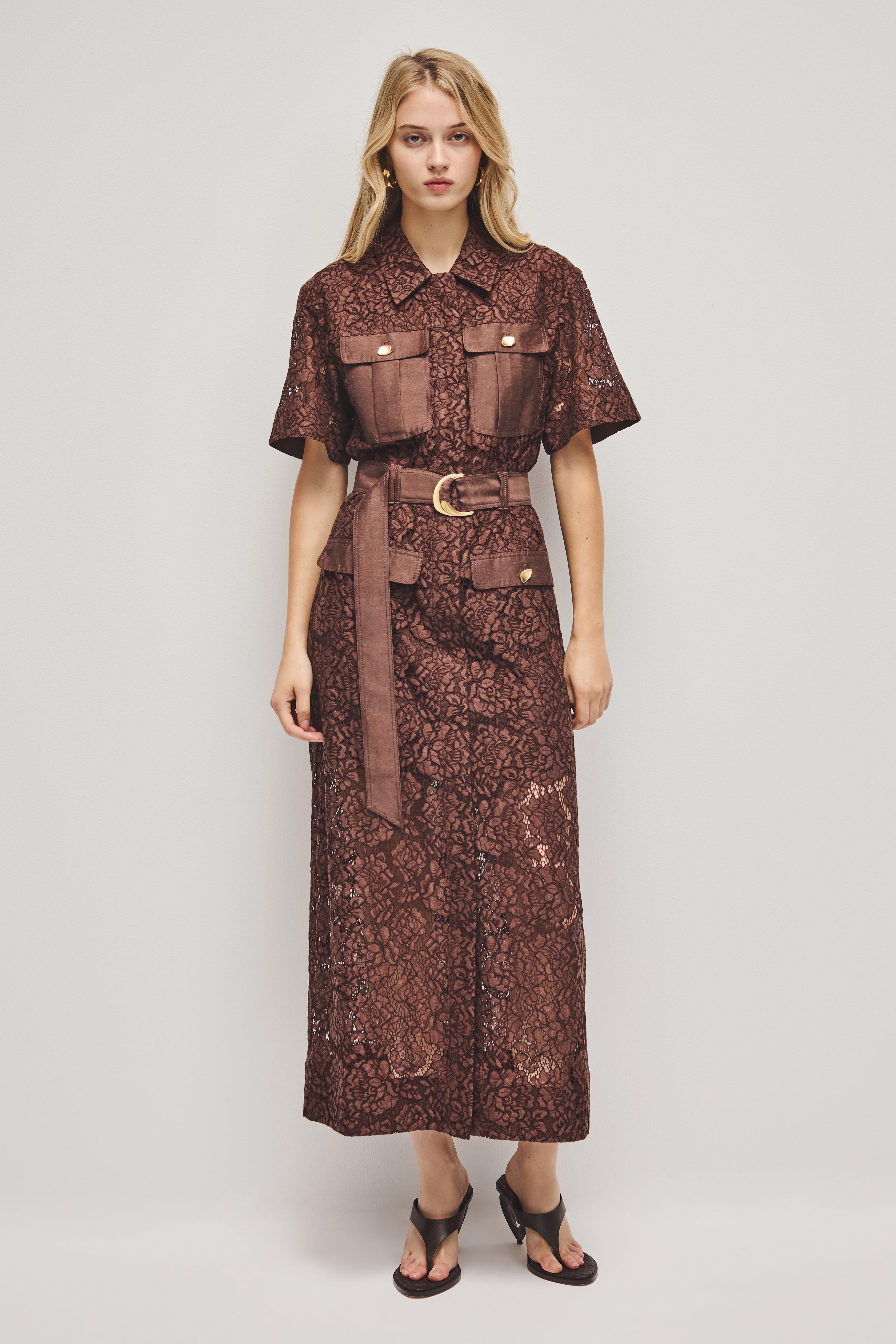 Mystic Lace Shirt Dress | Chocolate