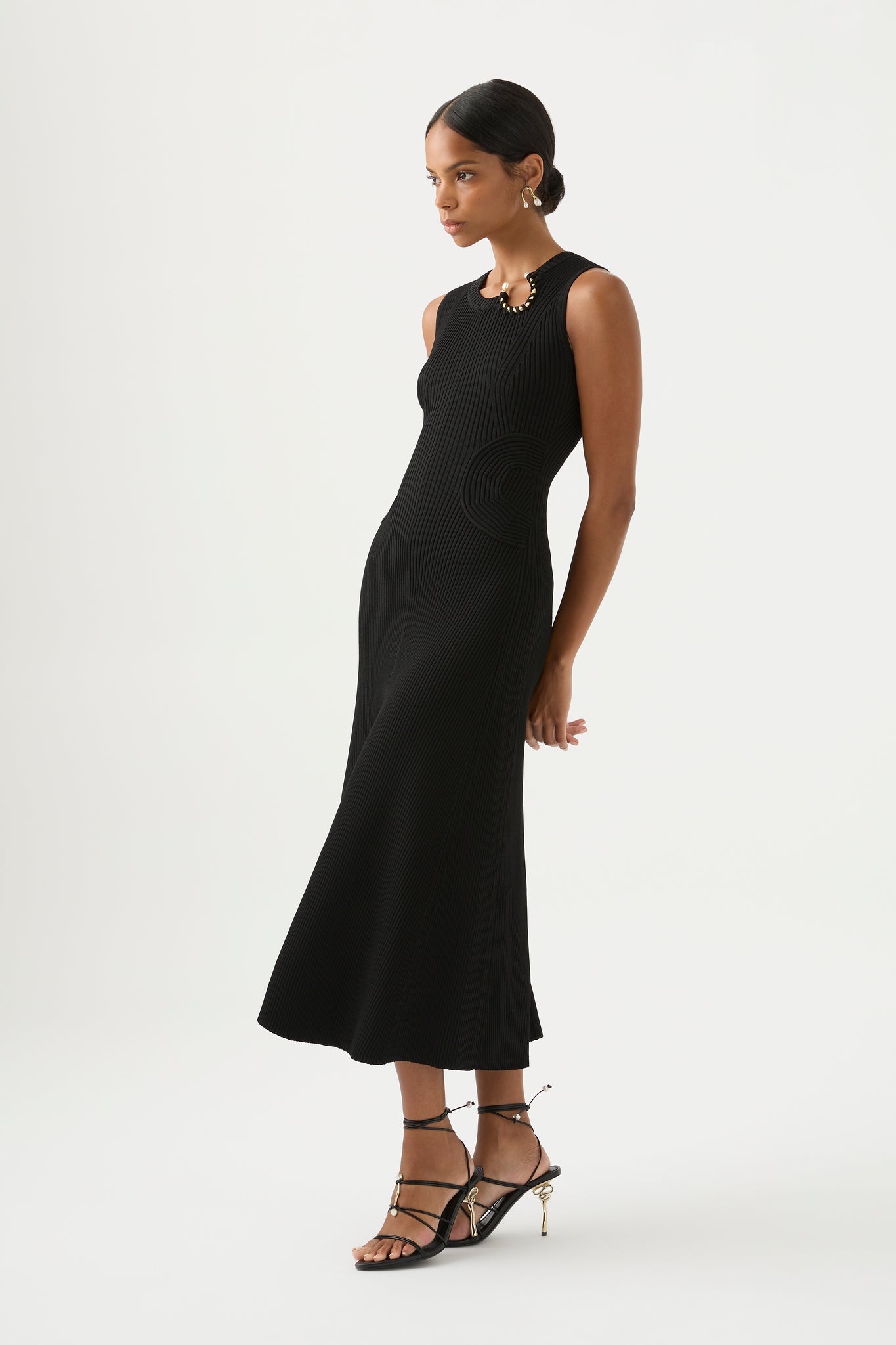 aje crescent knit midi dress Crescent Knit Midi Dress | Black