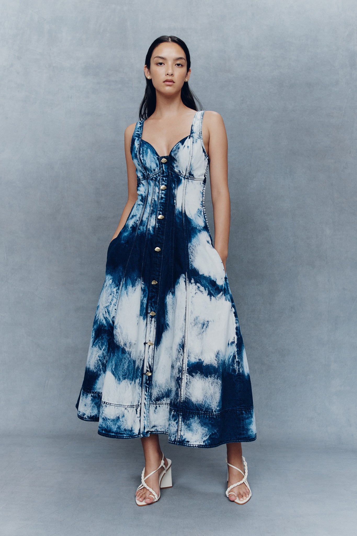 dip dye denim dress Dip dye sixties denim mini dress JENA.THEO