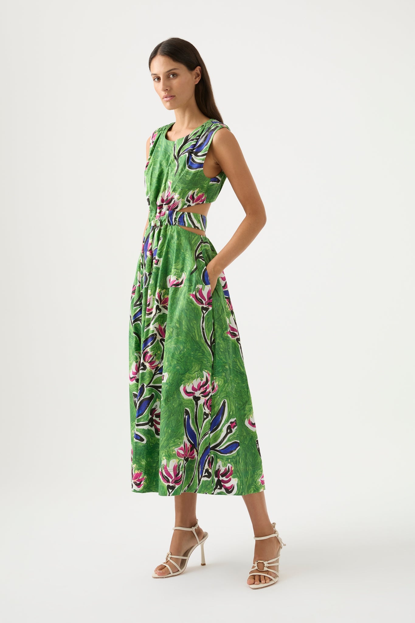 Zorina Tie Midi Dress | Native Gumnut Floral | Aje Aje AU Zorina Tie Midi Dress | Native Gumnut Floral | Aje Aje AU