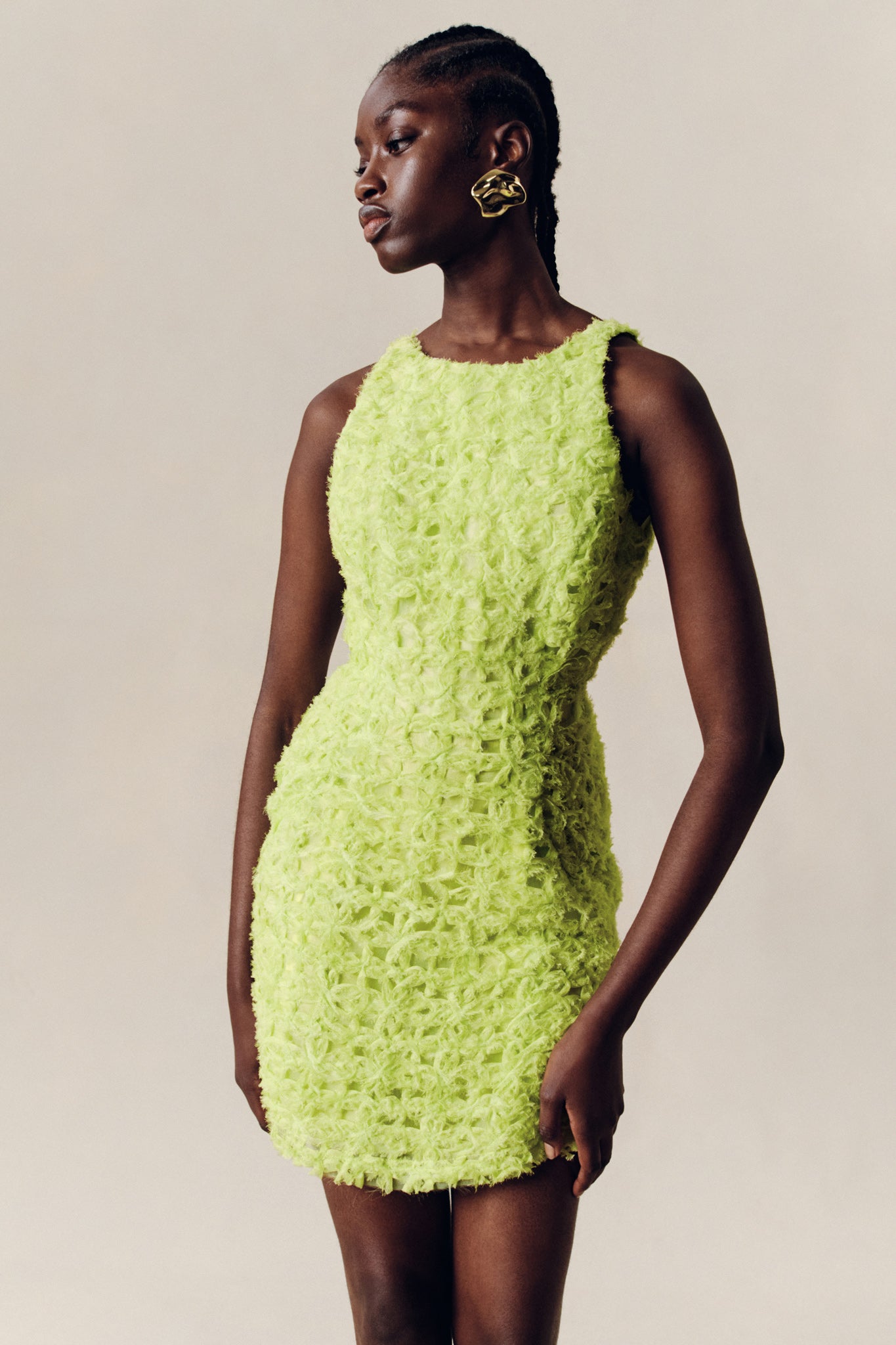 Quintette Textured Mini Dress | Light Lime Green | Aje Aje AU Quintette Textured Mini Dress | Light Lime Green | Aje Aje AU
