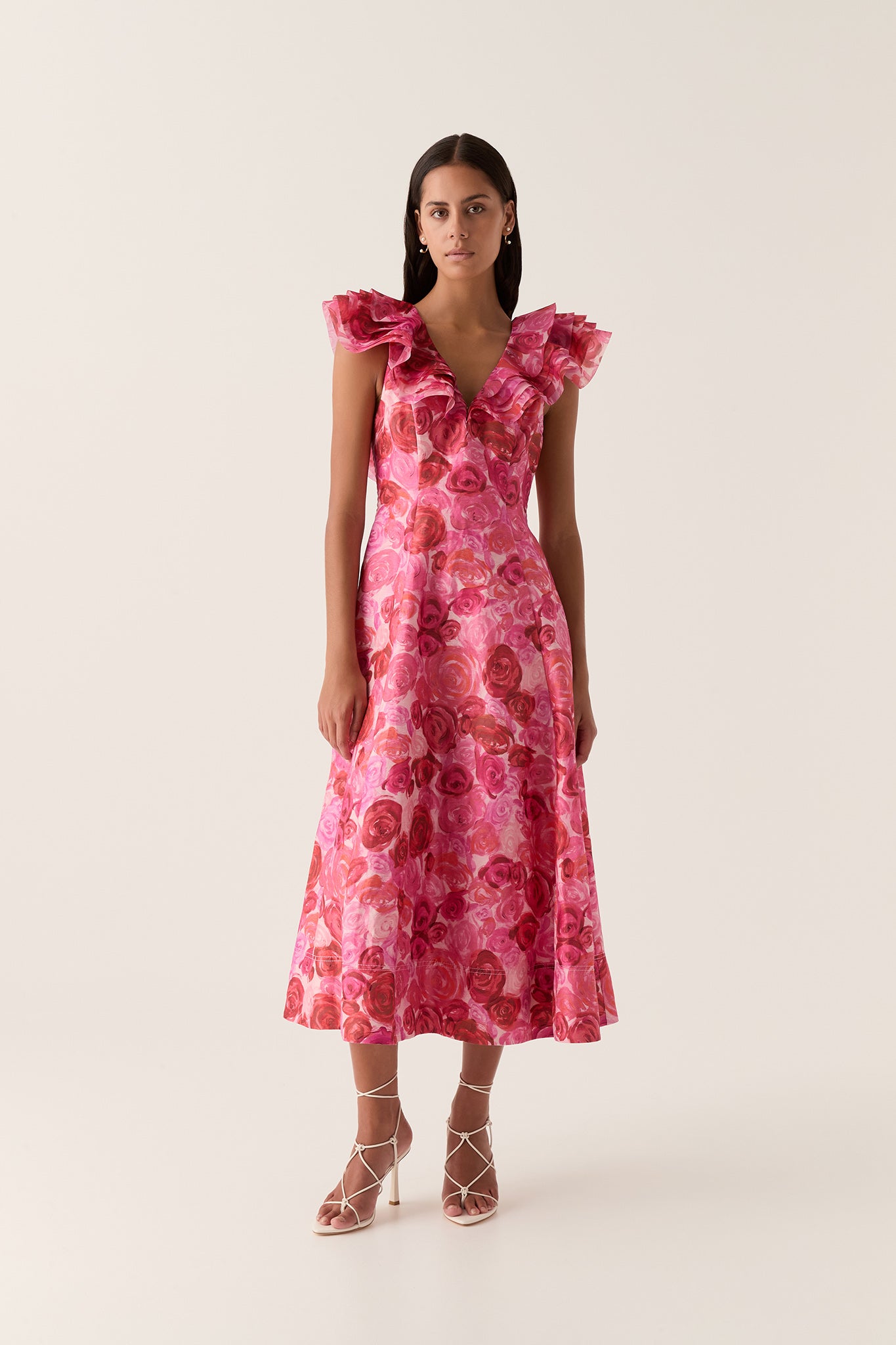 Enchanted Plunge Midi Dress | Misty Rose | Aje Aje AU Enchanted Plunge Midi Dress | Misty Rose | Aje Aje AU