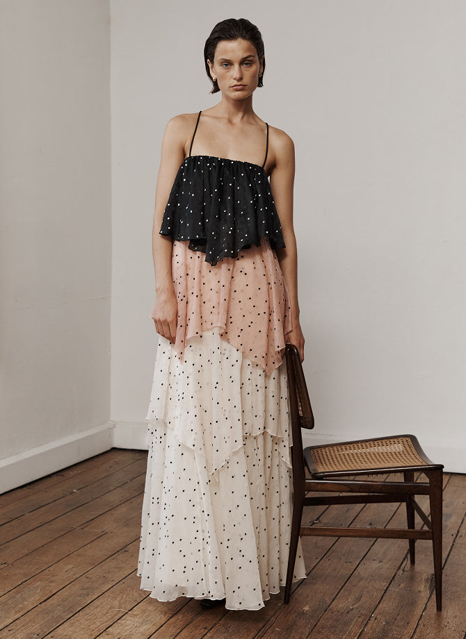 aje vera beaded flower midi dress Girl With the Pearls // Hand-beaded pearls define raw-edged organza petals in the Vera Beaded Flower Mini Dress. Shop the dress online via the link in bio and in stores. #AjeWorld #Lumen23