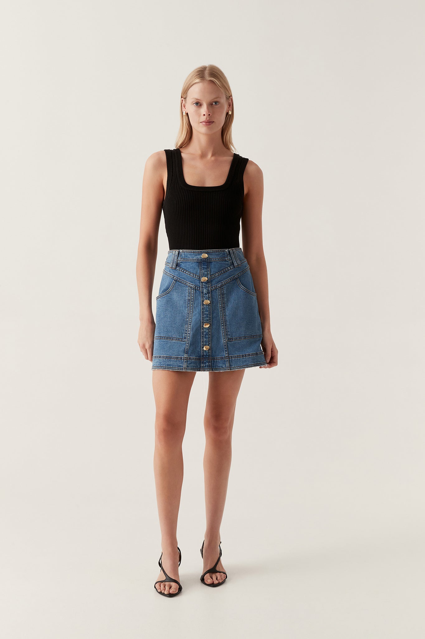Belmond Denim Mini Skirt 90's Wash Aje – Aje AU - Main Image