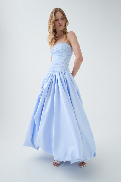 Violette Bubble Hem Maxi Dress | Pearl Blue