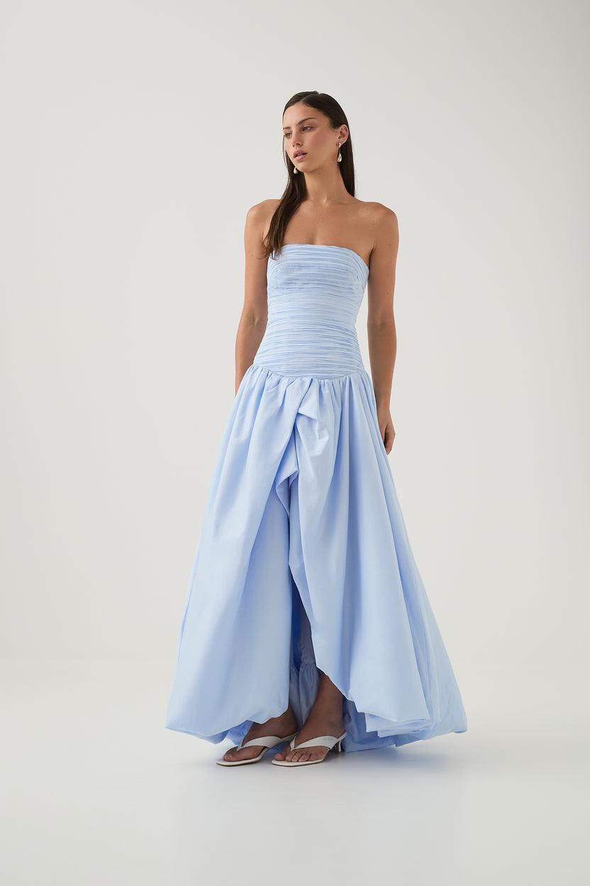 Violette Bubble Hem Maxi Dress - Pearl Blue