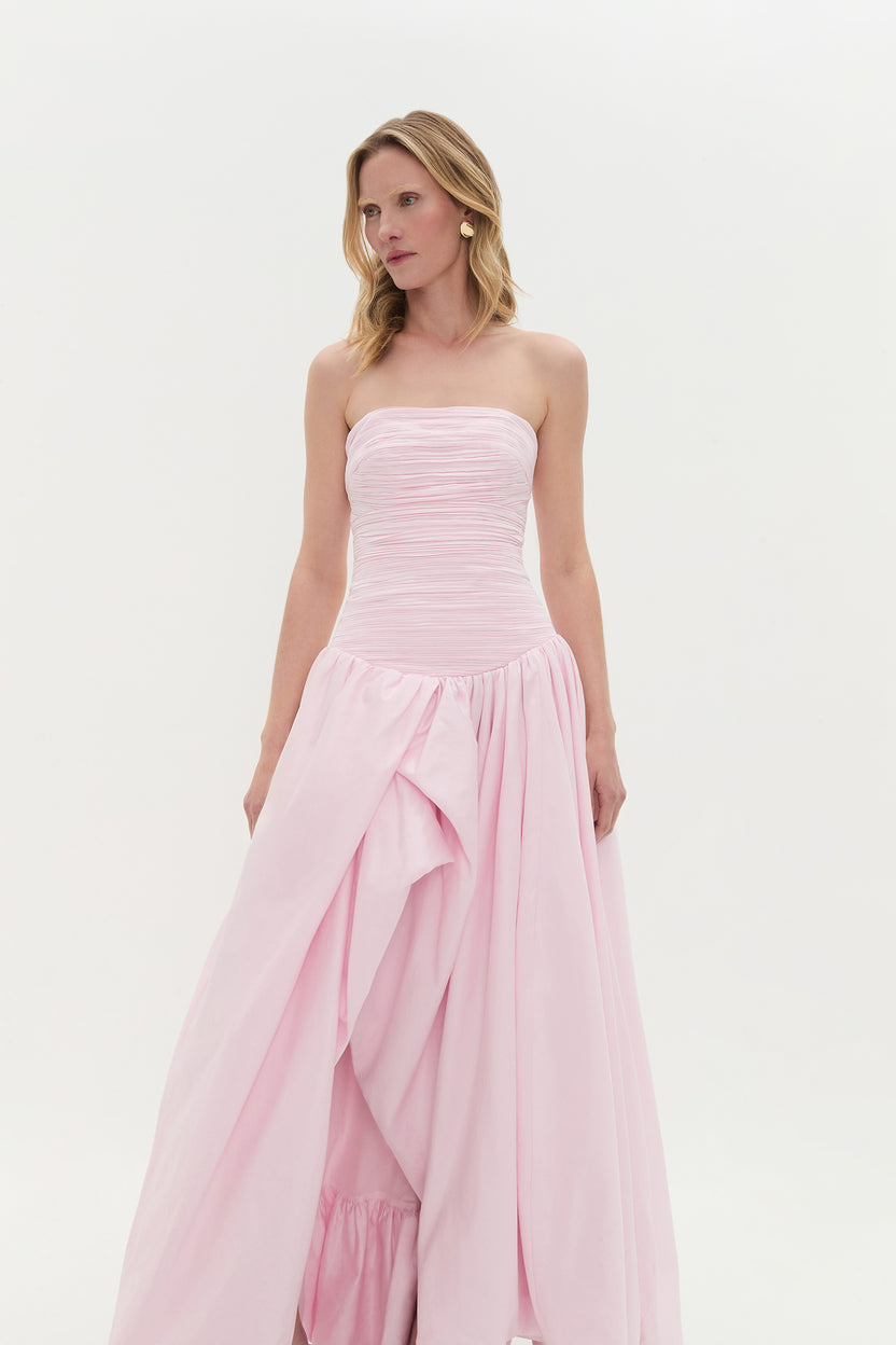 Aje Violette Bubble Hem Maxi Gown Pastel Pink