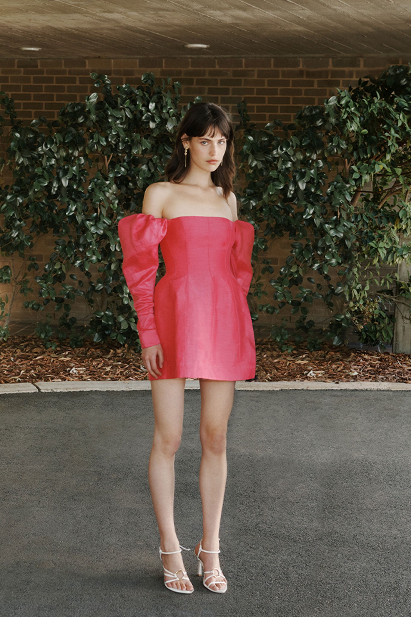 Baret Sleeved Mini Dress-HOT PINK / 4 Baret Sleeved Mini Dress-HOT PINK / 4