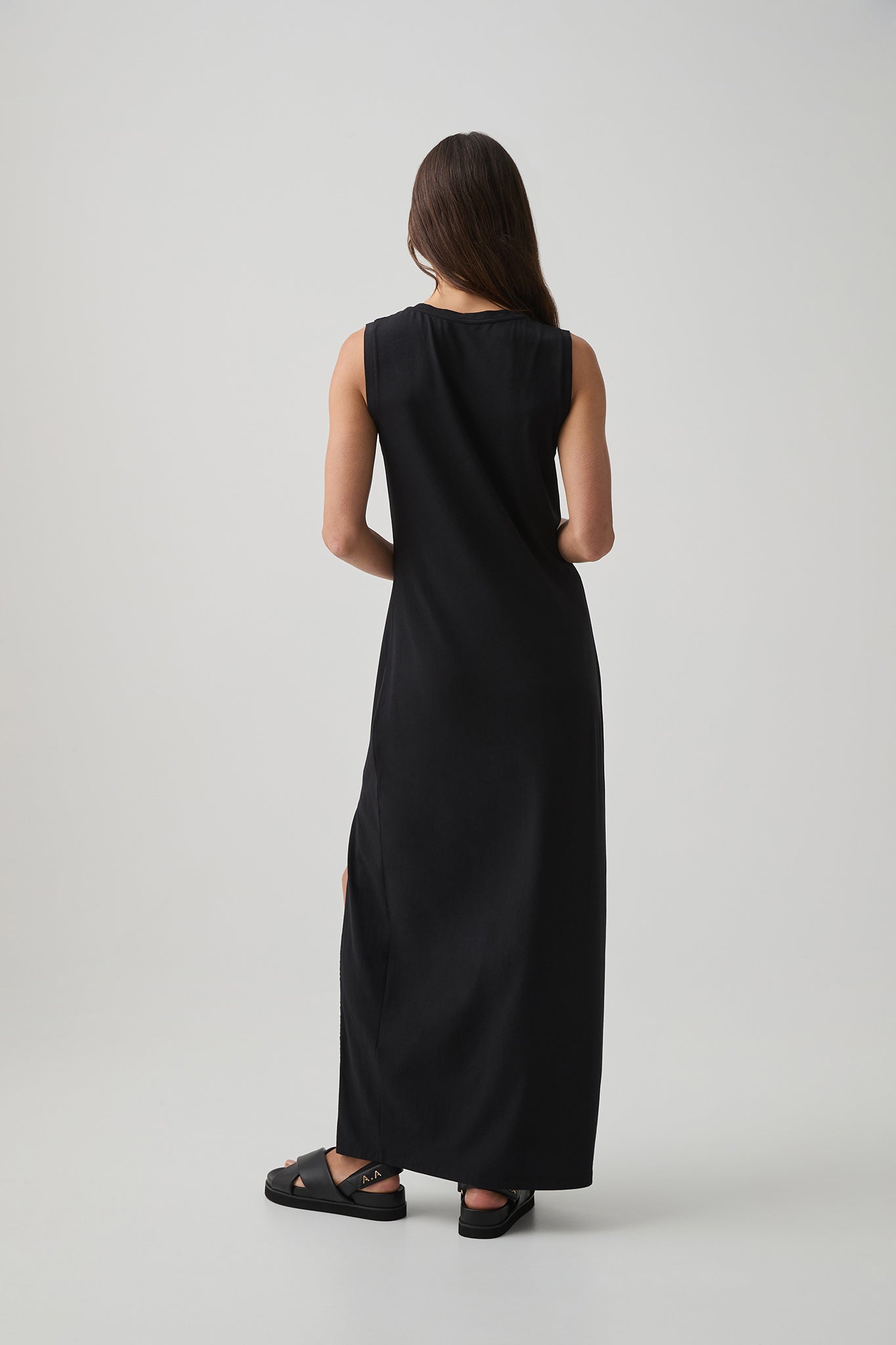 Split Hem Jersey Dress 816-BLACK / 4 Split Hem Jersey Dress 816-BLACK / 4