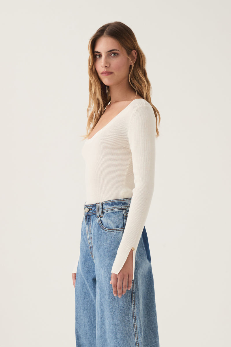 Alina Scoopneck Knit Top | Ivory | Aje – Aje AU