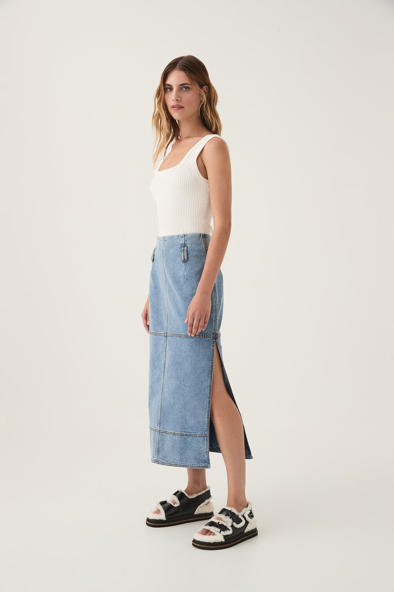 Outline Denim Midi Skirt | Coastal Blue | Aje – Aje AU