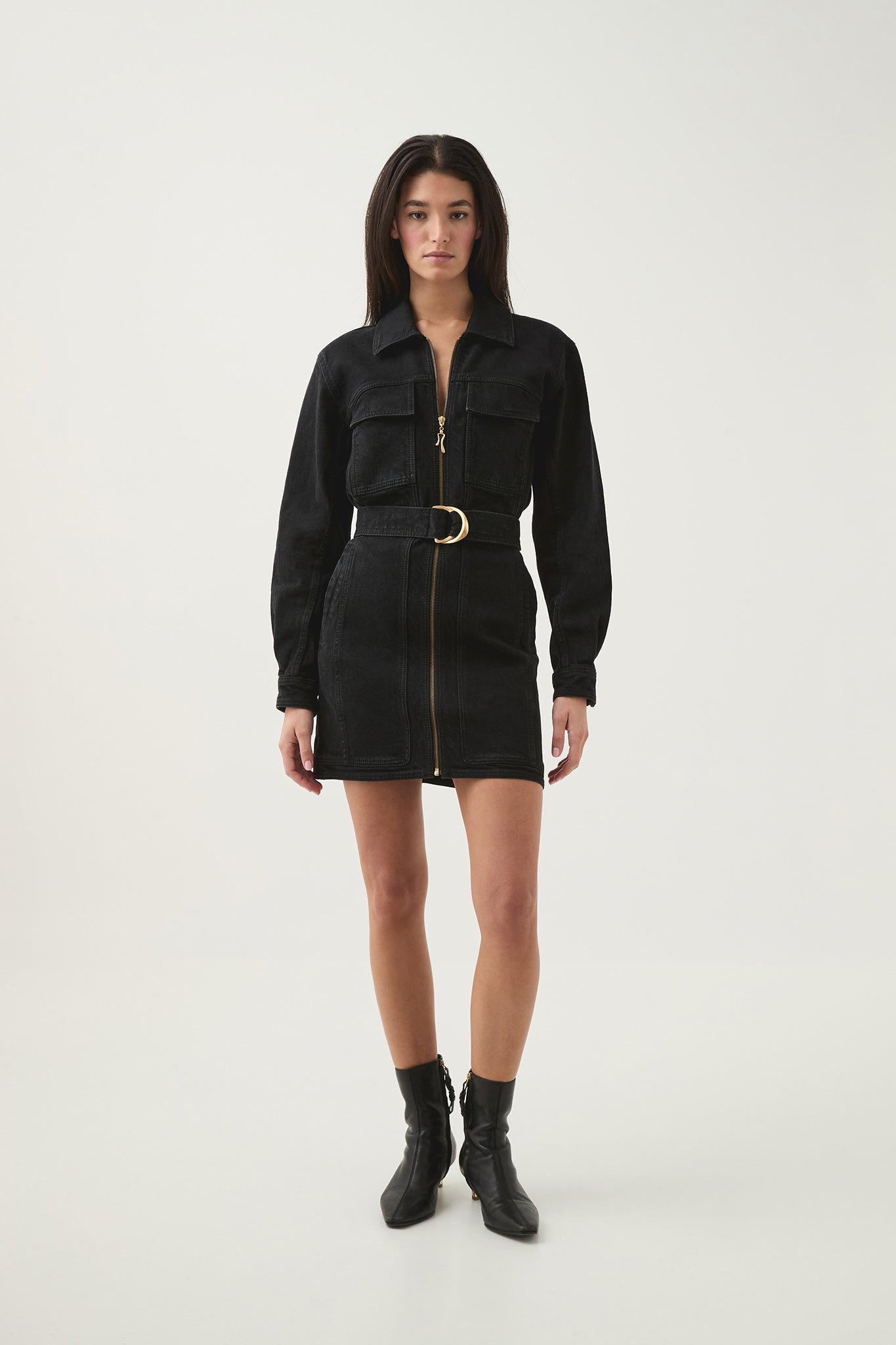 Maya Denim Mini Dress | Black
