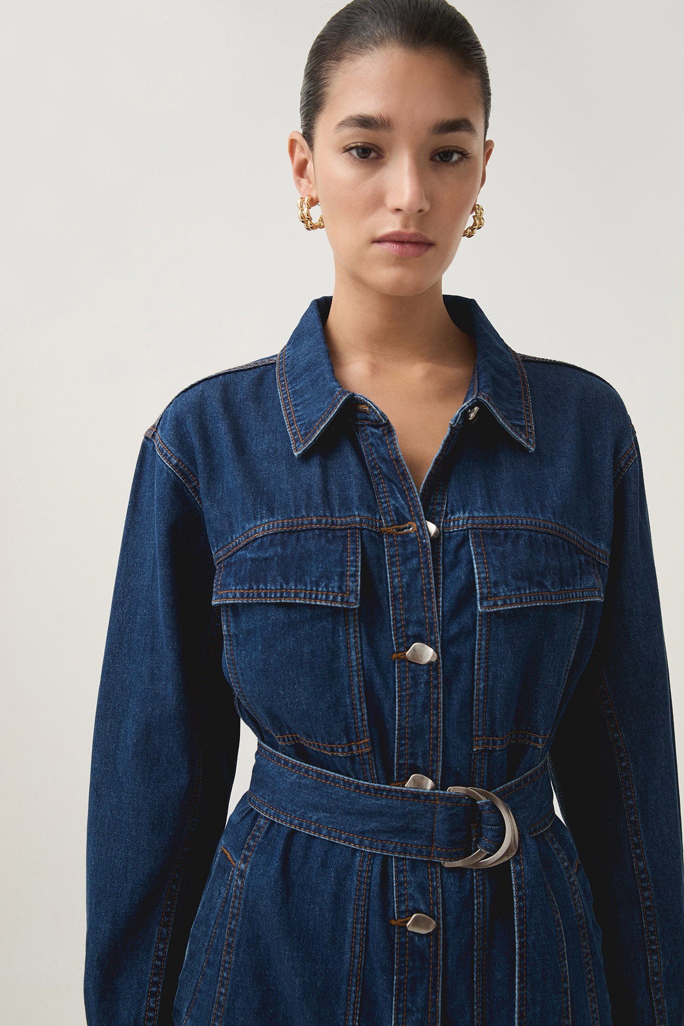 Neo Denim Midi Dress | Washed Indigo | Aje Aje AU Neo Denim Midi Dress | Washed Indigo | Aje Aje AU