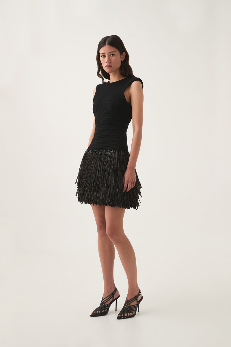 Rushes Raffia Knit Mini Dress | Black | Aje – Aje AU