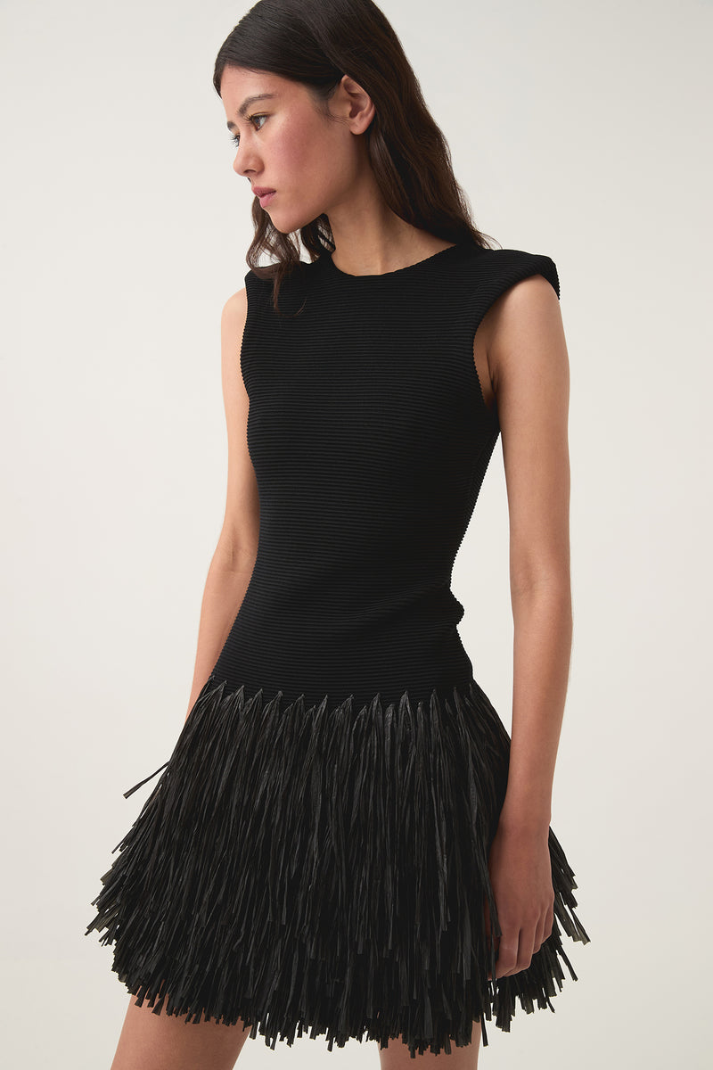 Rushes Raffia Knit Mini Dress | Black | Aje – Aje AU