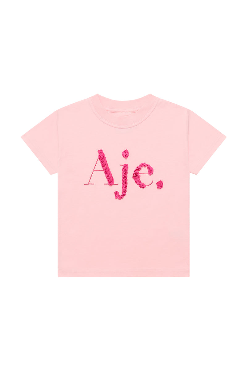 Briony Textured Kids Tee | Pink Quartz & Dark Pink Logo | Aje – Aje AU