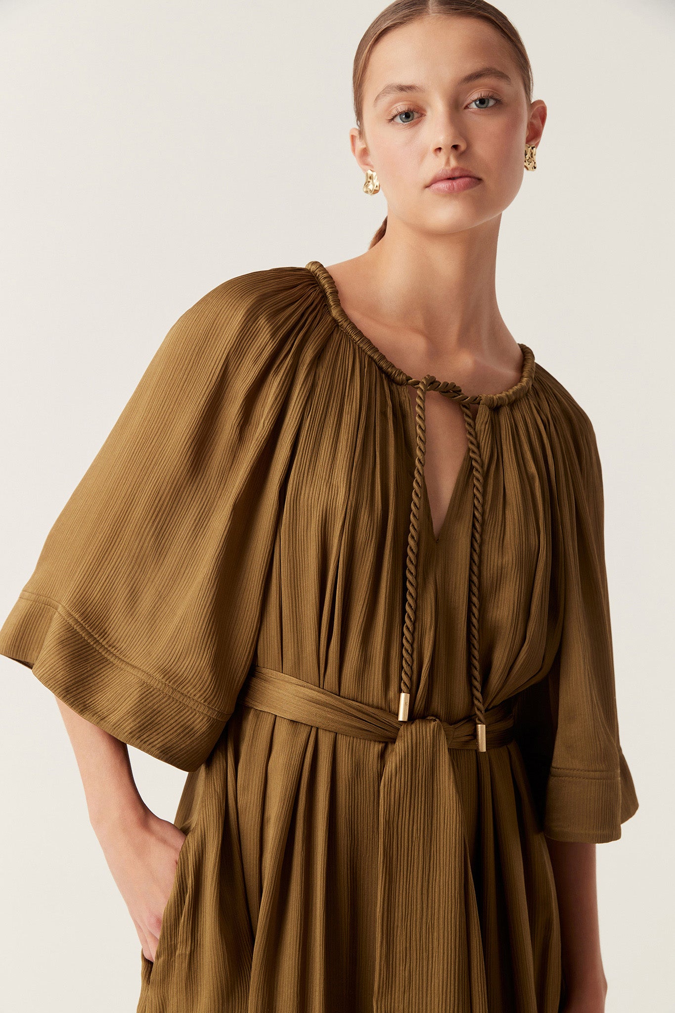 Seraphina Silk Midi Dress | Deep Olive | Aje – Aje AU