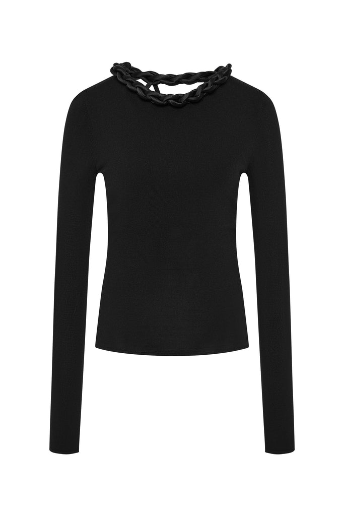 Entwined Open Back Knit Top | Black | Aje – Aje AU