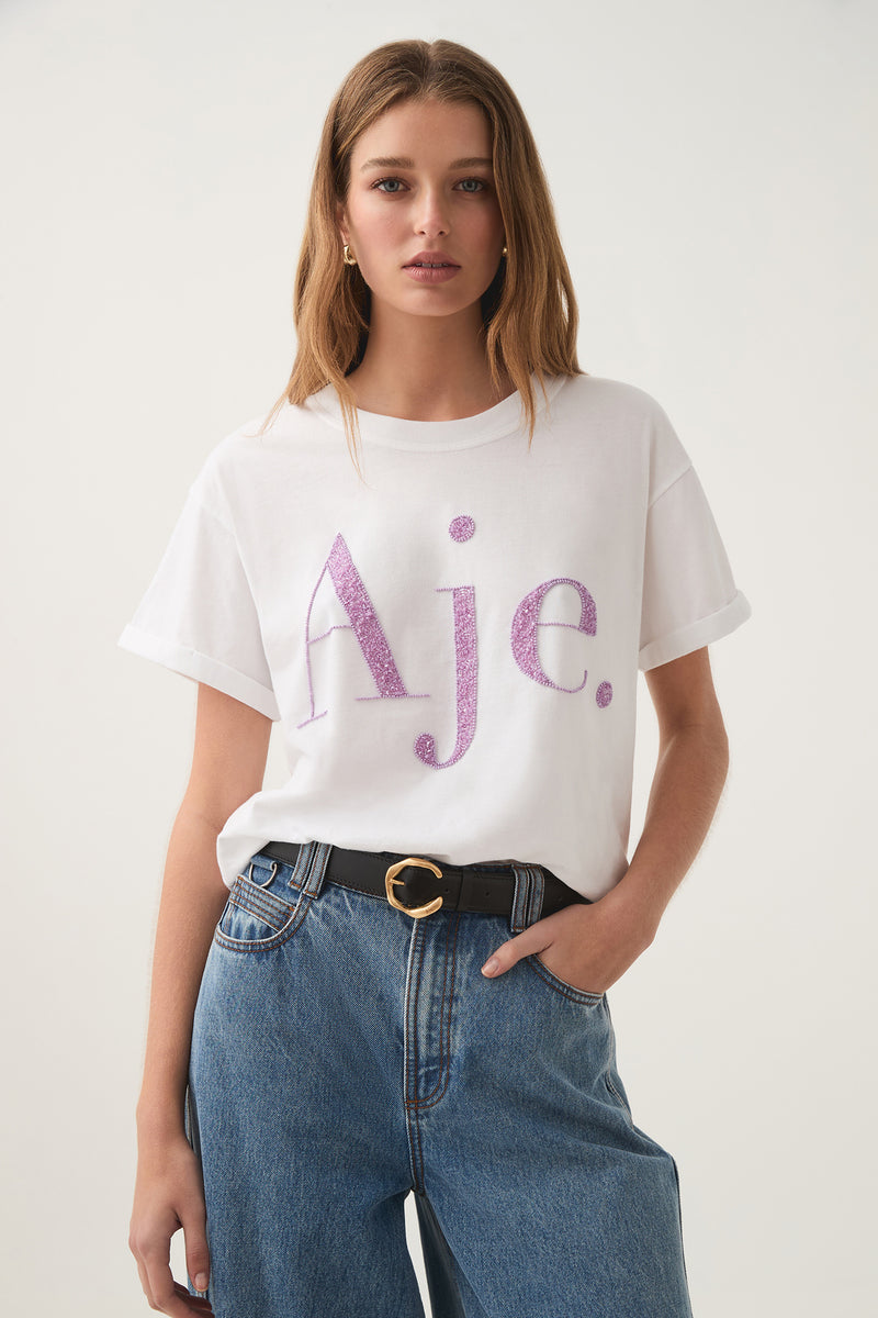 Constellation Logo Tee | White & Lilac | Aje – Aje AU