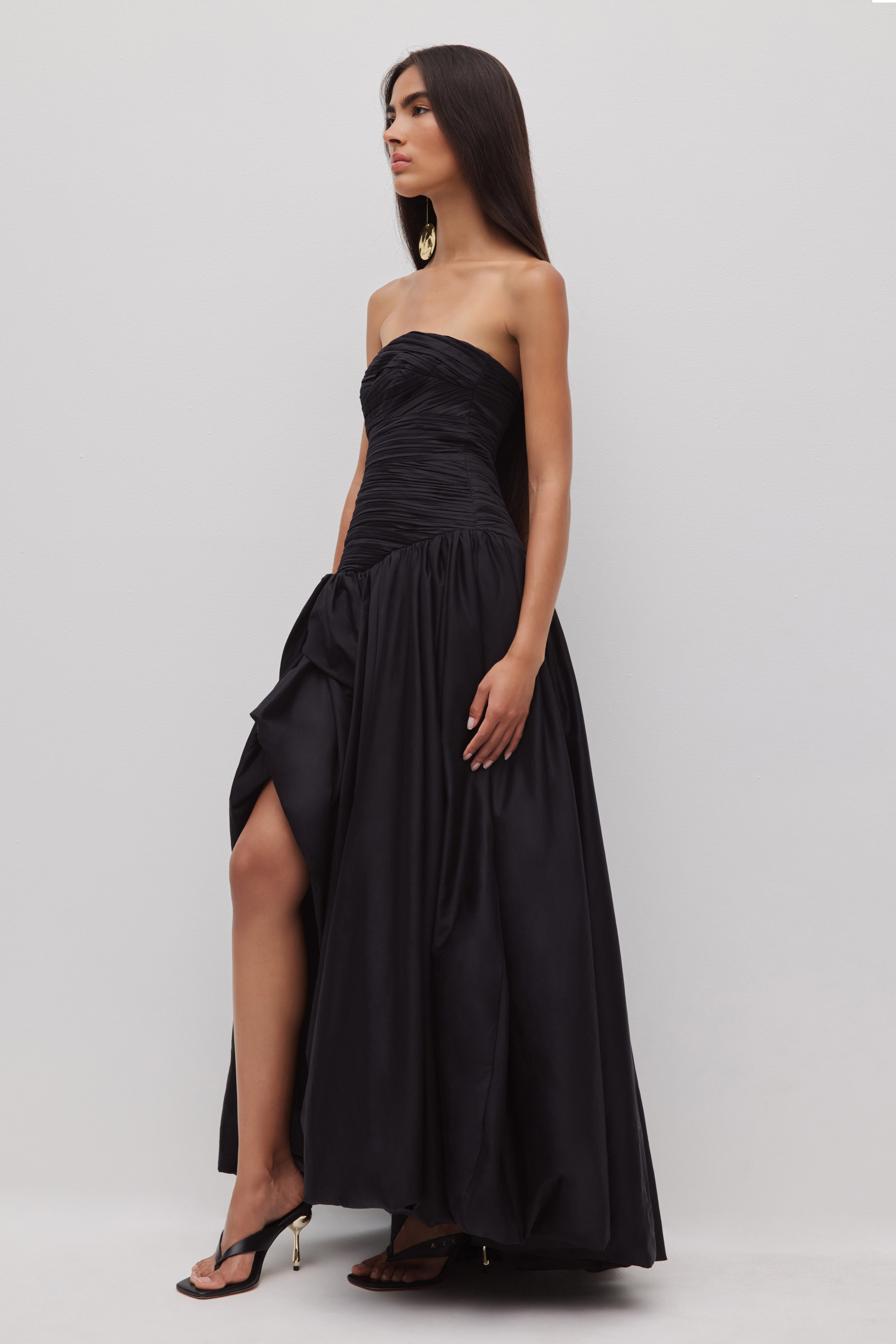 aje violette bubble hem maxi dress Gown in Black VIOLETTE Wow!