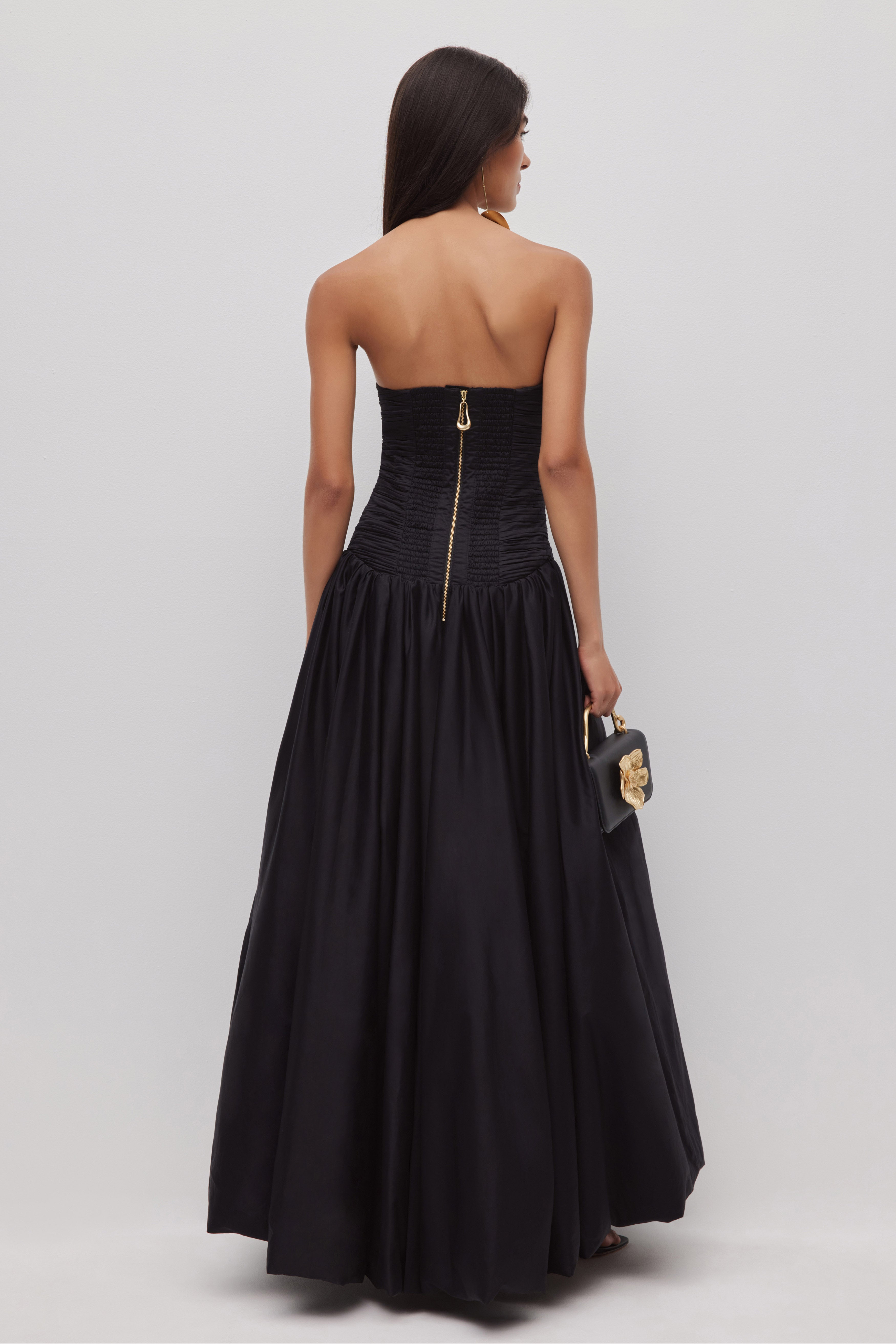aje violette bubble hem maxi dress black Violette Bubble Hem Maxi Dress