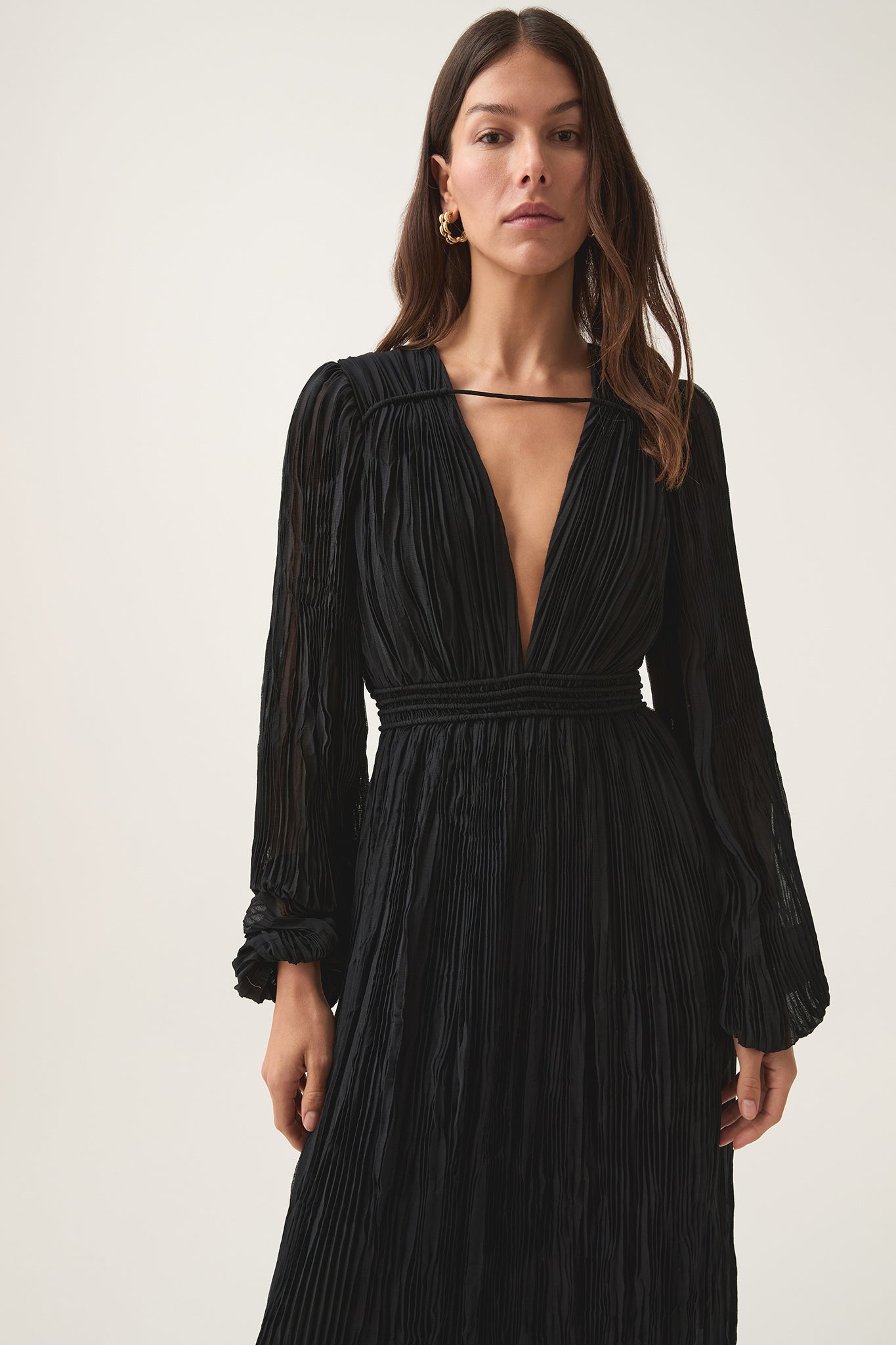Genevieve Pleated Midi Dress | Black | Aje Aje AU Genevieve Pleated Midi Dress | Black | Aje Aje AU