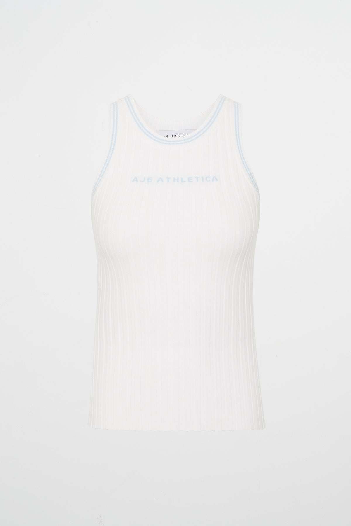 Racer Logo Ribbed Tank 117 | WHITE/ICE BLUE | AJE ATHLETICA – Aje AU