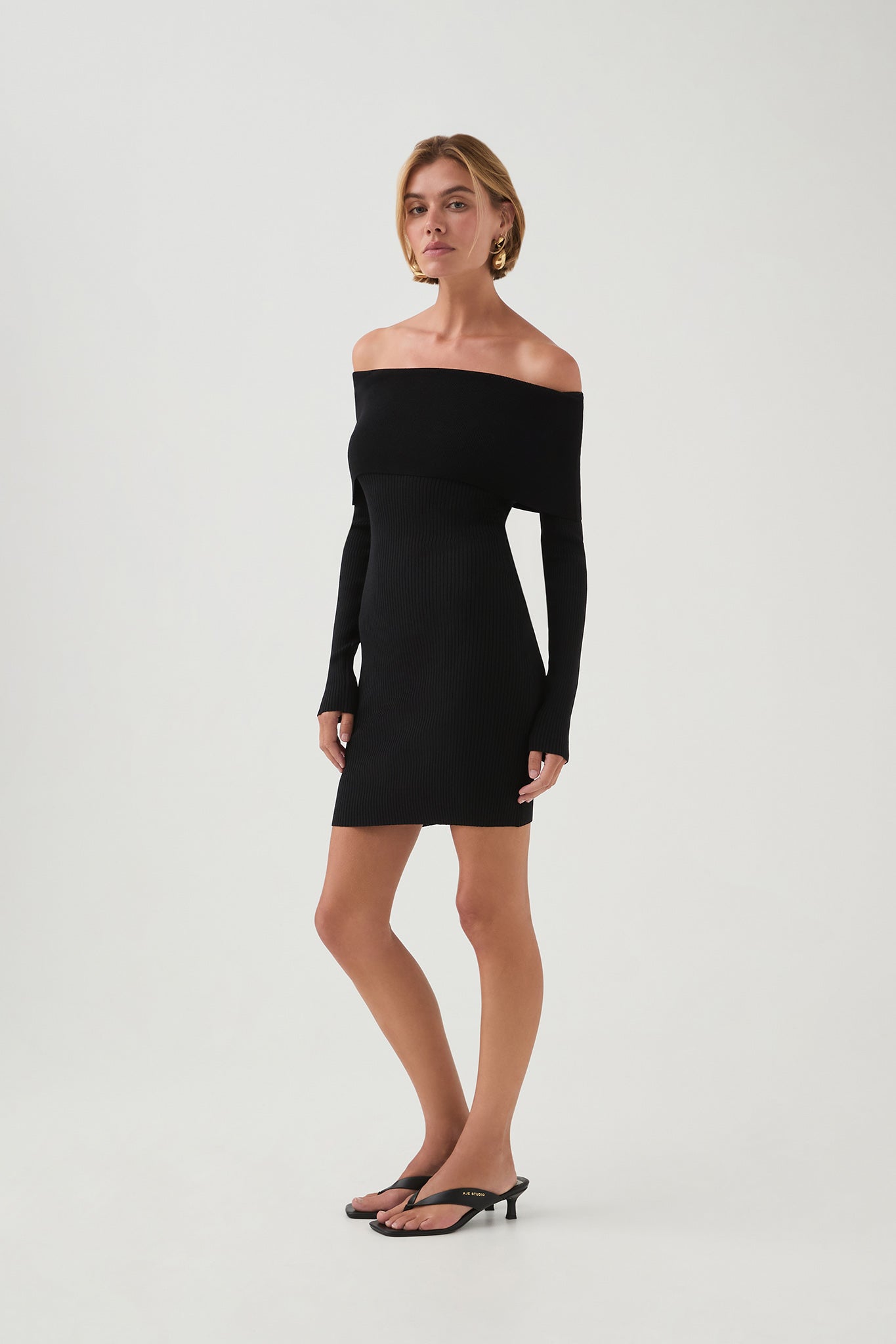 aje off shoulder dress Eugenie Off Shldr Midi Drs-AZURE BLUE / 4