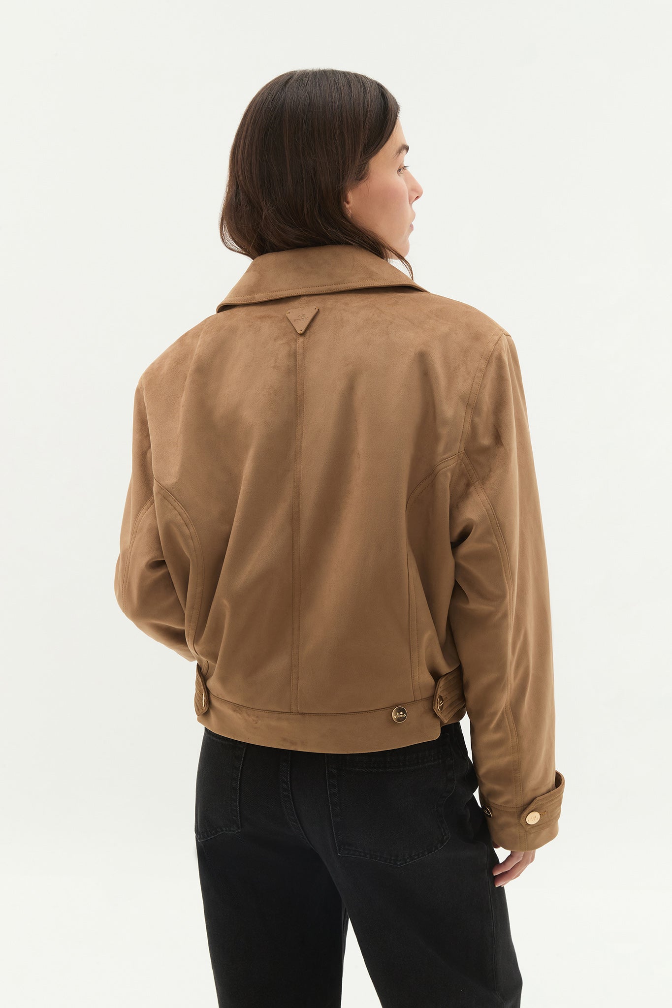 Calyx Vegan Suede Jacket Camel Aje Studio – Aje AU