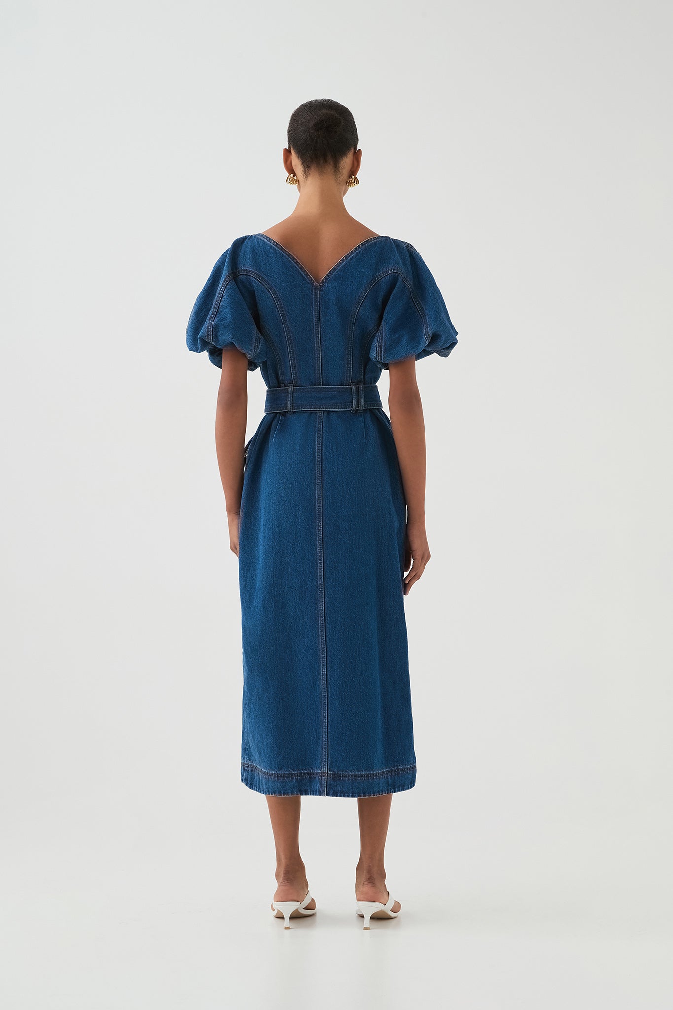 Harper Denim Midi Dress | Classic Wash
