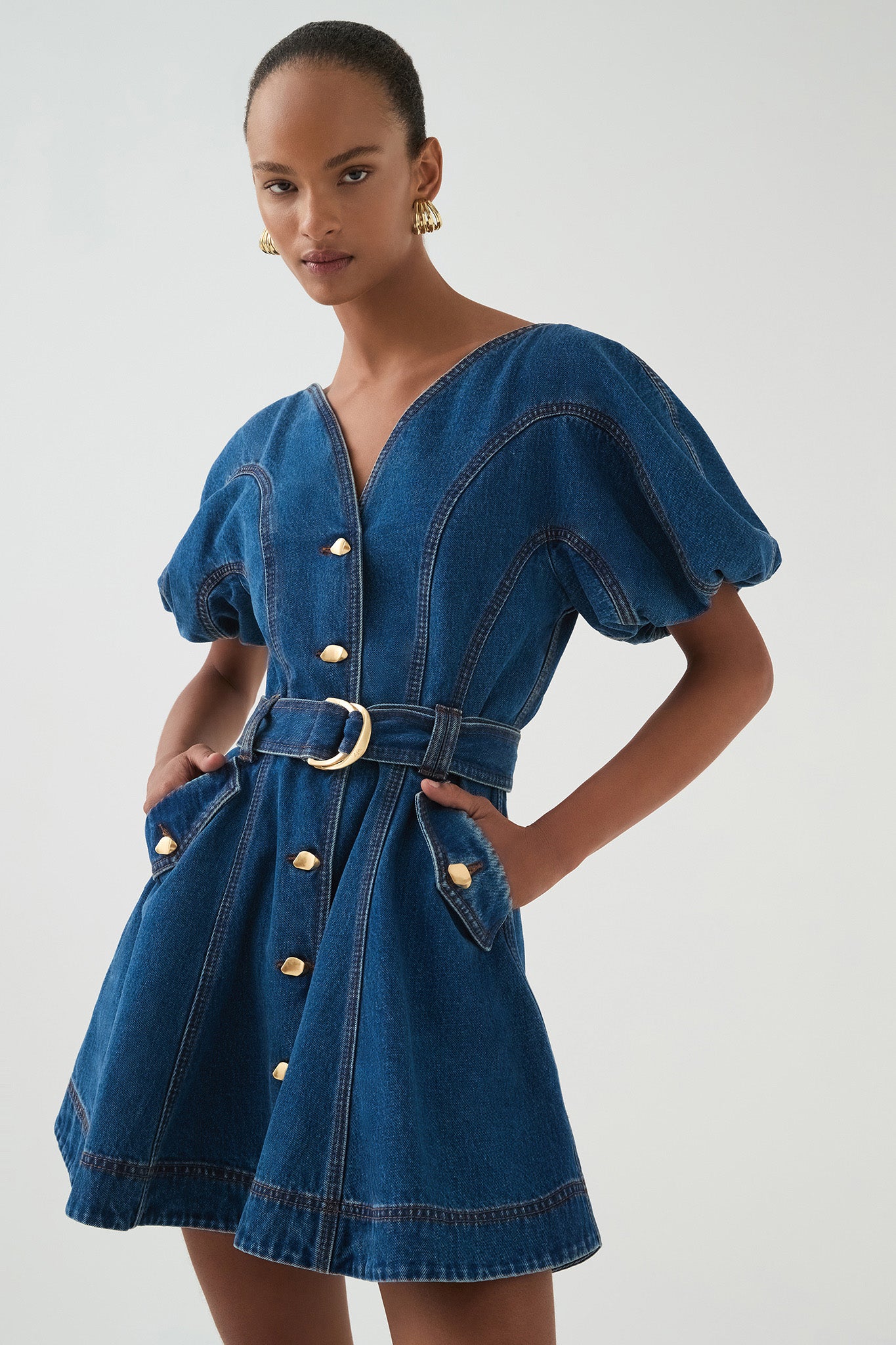 mini denim dress australia AJE HARPER DENIM MINI DRESS FOR HIRE Size 6 || RRP: $124.95 Size Notes
