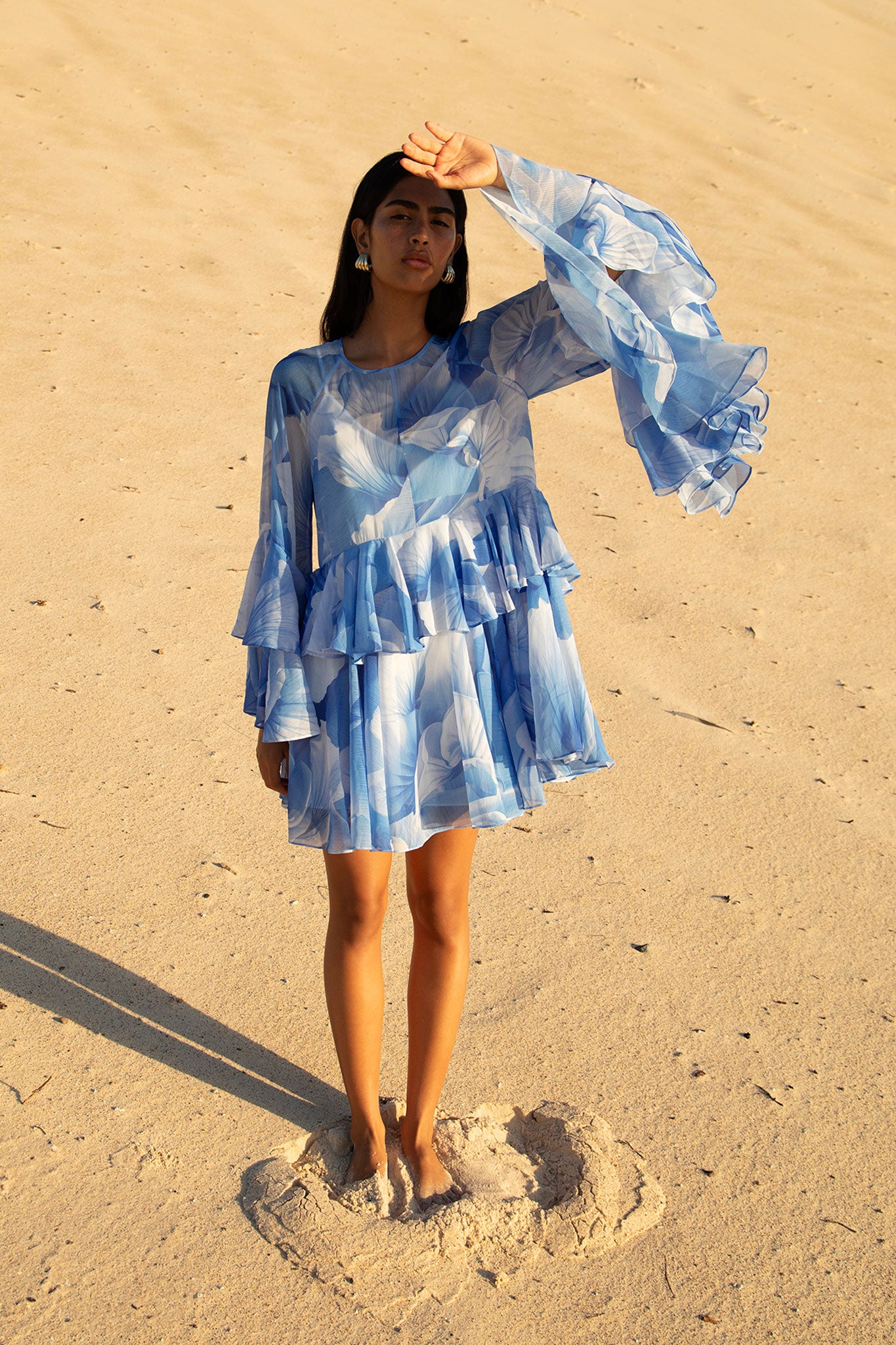 aje blue floral dress Behold Maxi Dress-BLUE HYDRANGEA / 16
