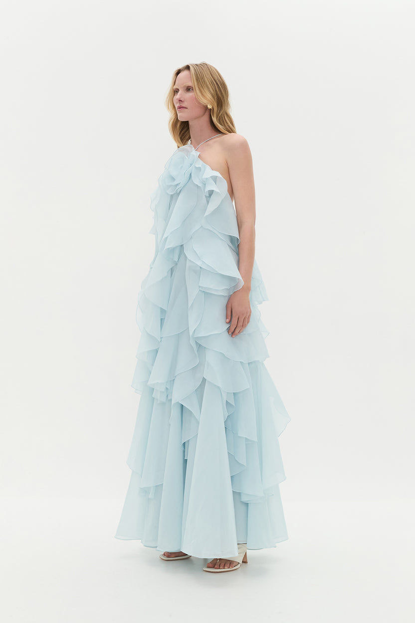 Pandorea Layered Maxi Dress Silver Blue