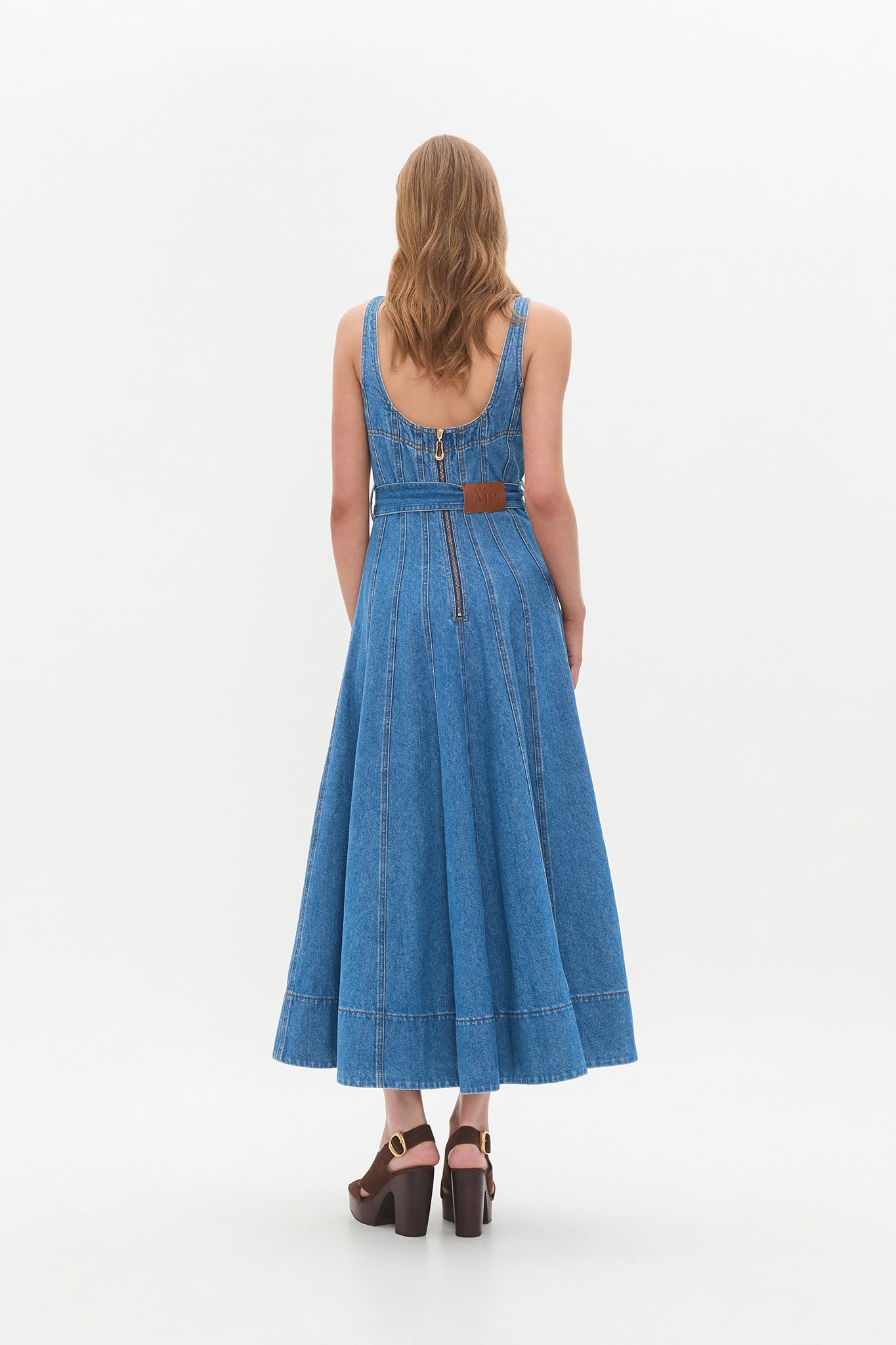 Rainer Denim Midi Dress | Mid Wash Blue | Aje Aje AU Rainer Denim Midi Dress | Mid Wash Blue | Aje Aje AU