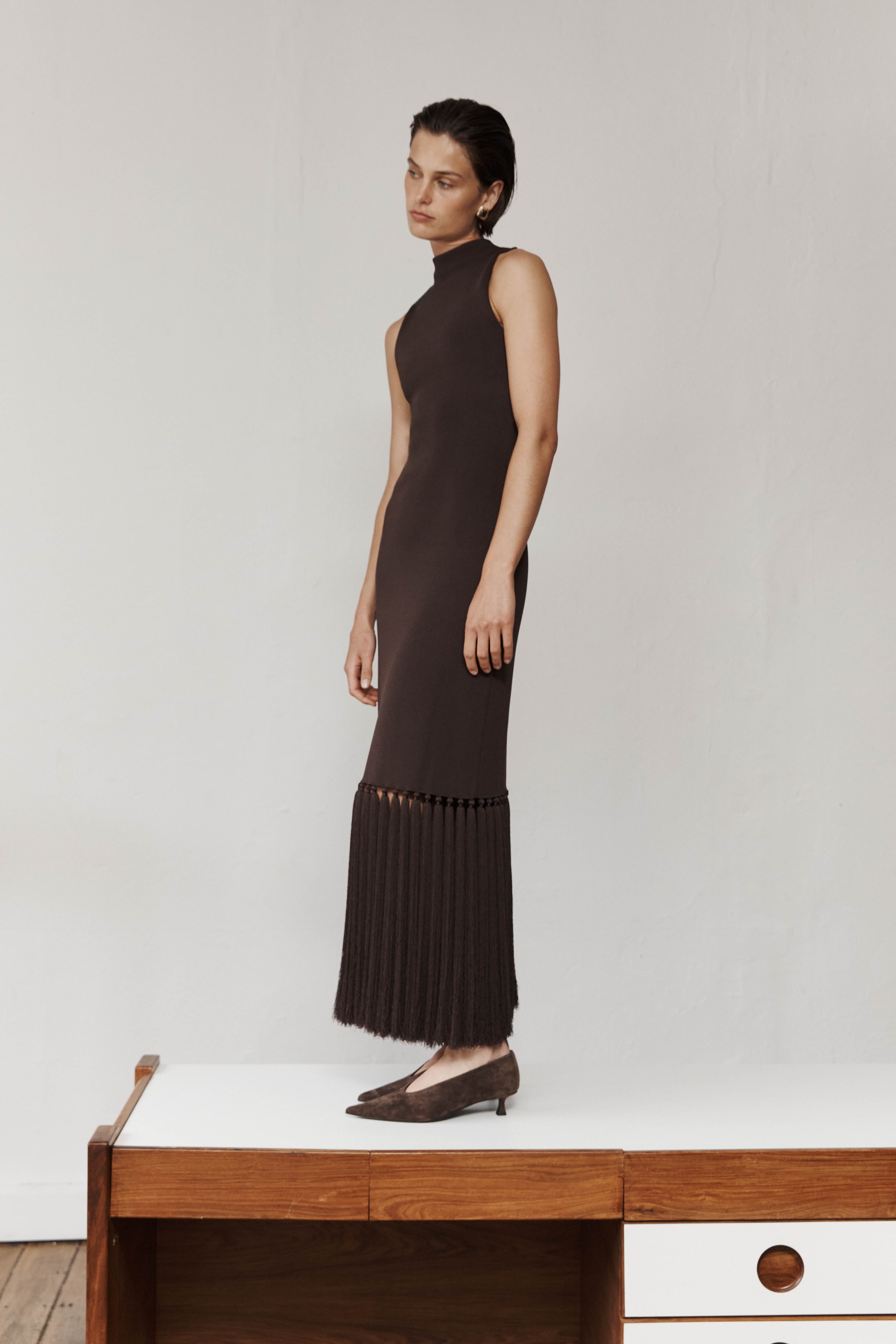 Sofina Knit Tassel Midi Dress