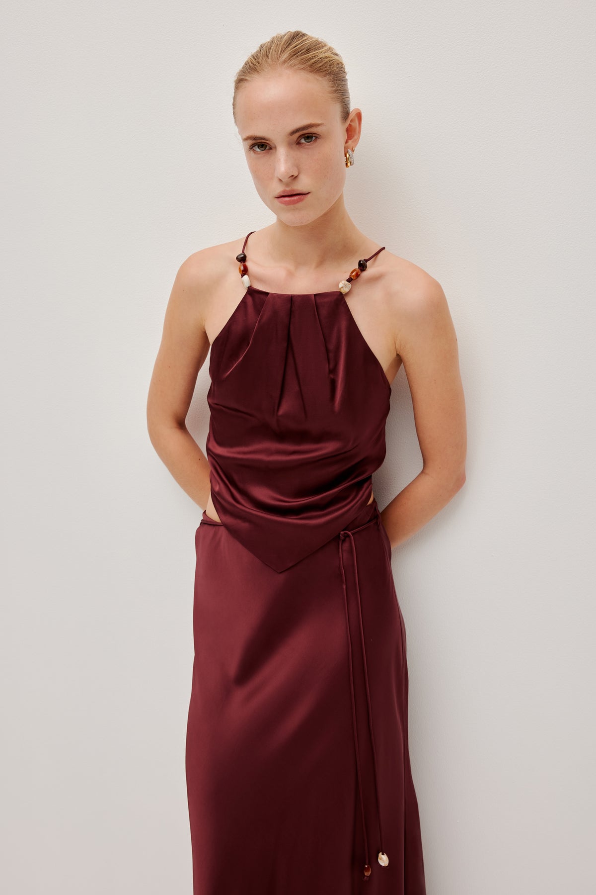 Roux Cross Back Top | Garnet | Aje Studio – Aje AU