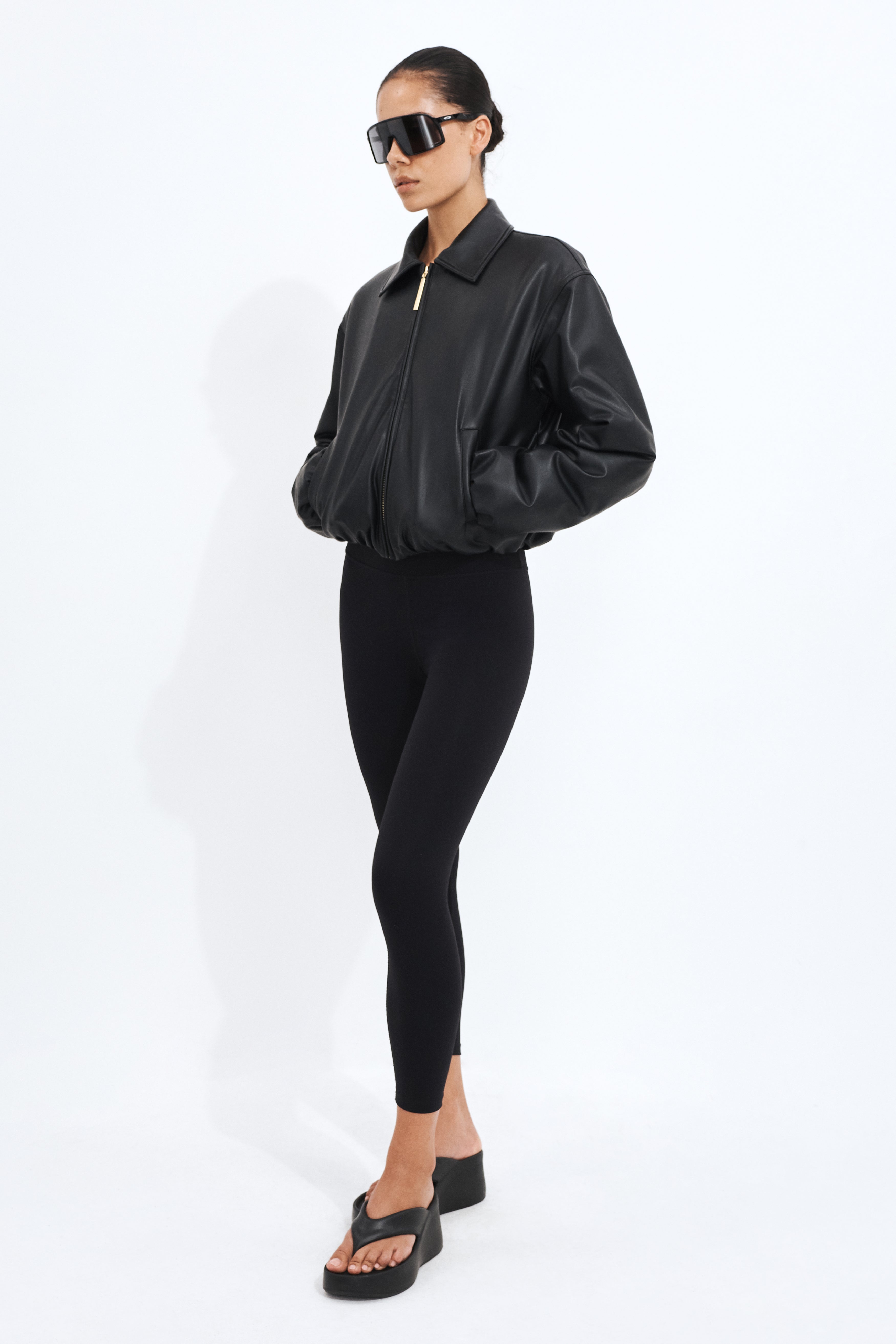 Vegan Leather Bomber Jacket