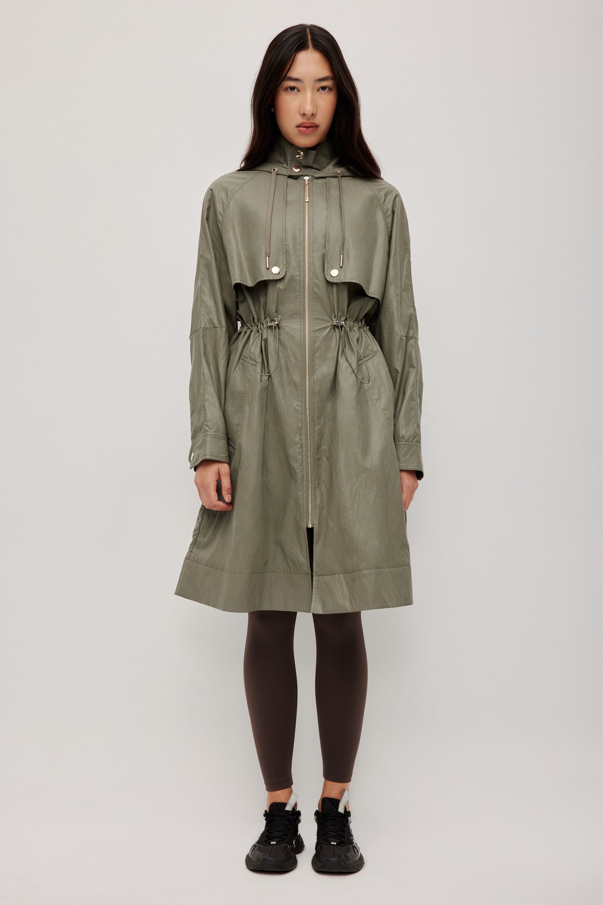 Drawcord Hooded Trench Coat | Khaki Flow | Aje Studio – Aje AU