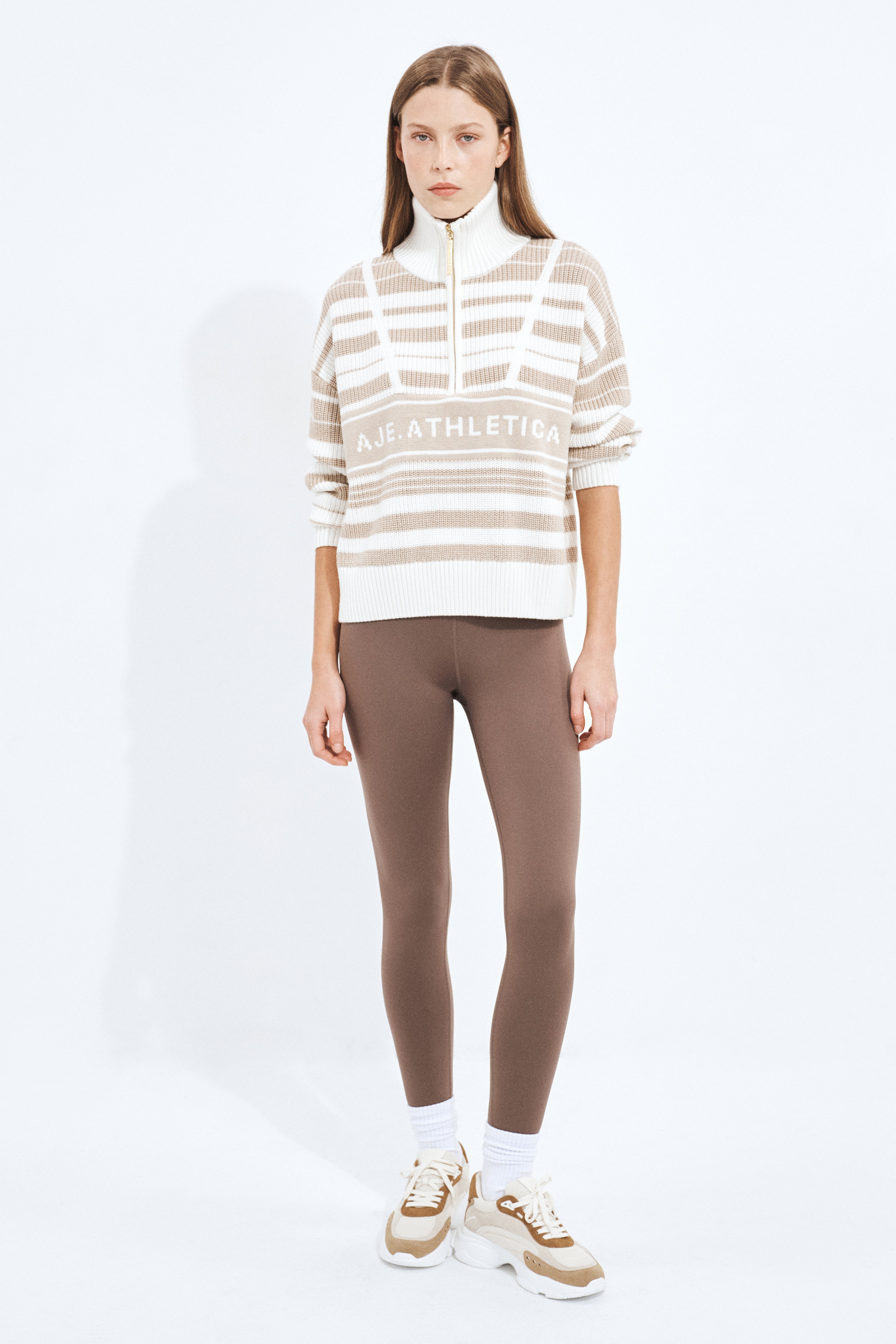 1/4 Zip Knit Stripe Jumper