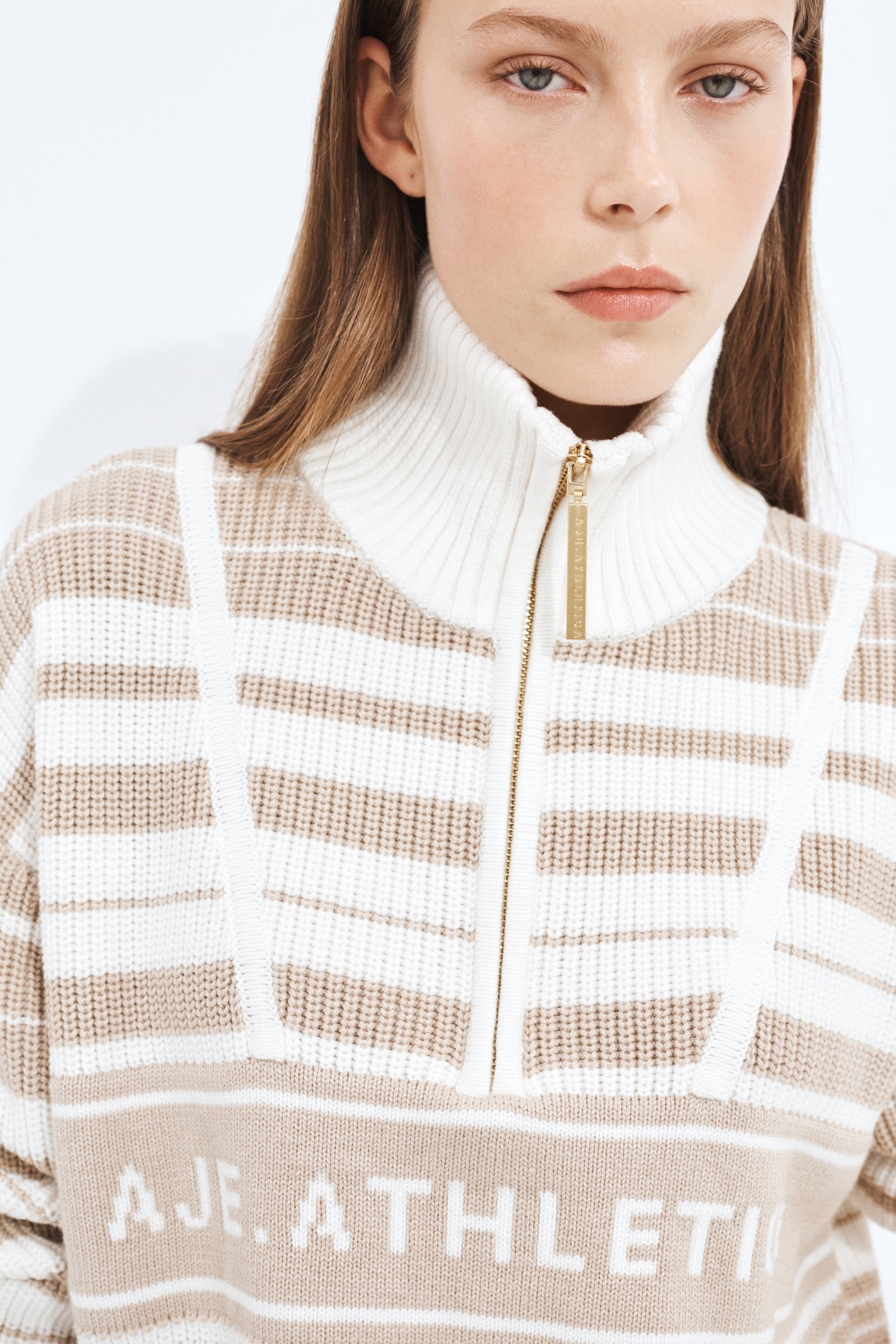 1/4 Zip Knit Stripe Jumper